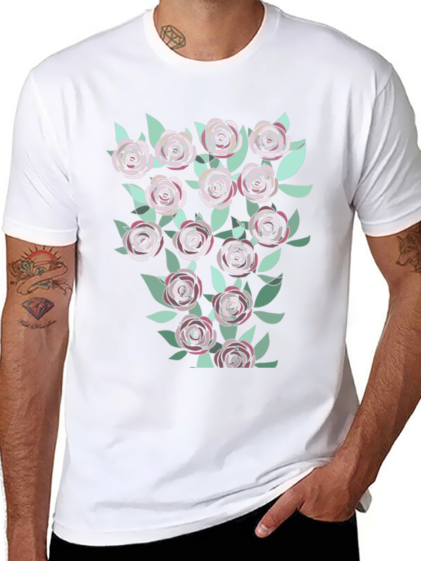 Floral Roses Graphic T-Shirt | Casual Black Tee