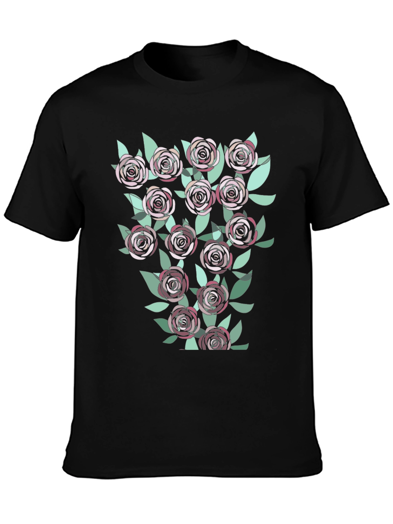 Floral Roses Graphic T-Shirt | Casual Black Tee