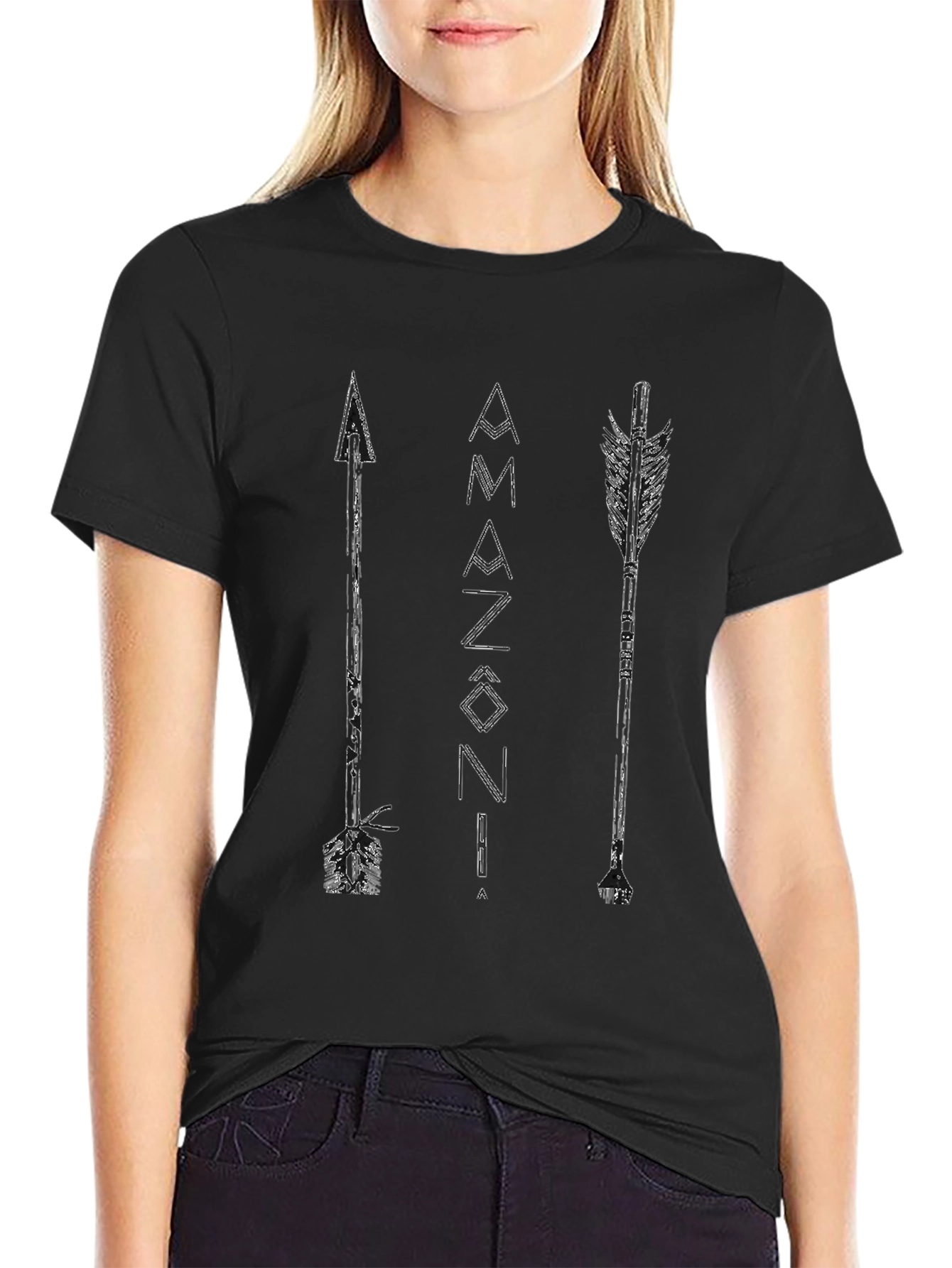 Amazonia Arrows Graphic Tee - Black Cotton T-Shirt