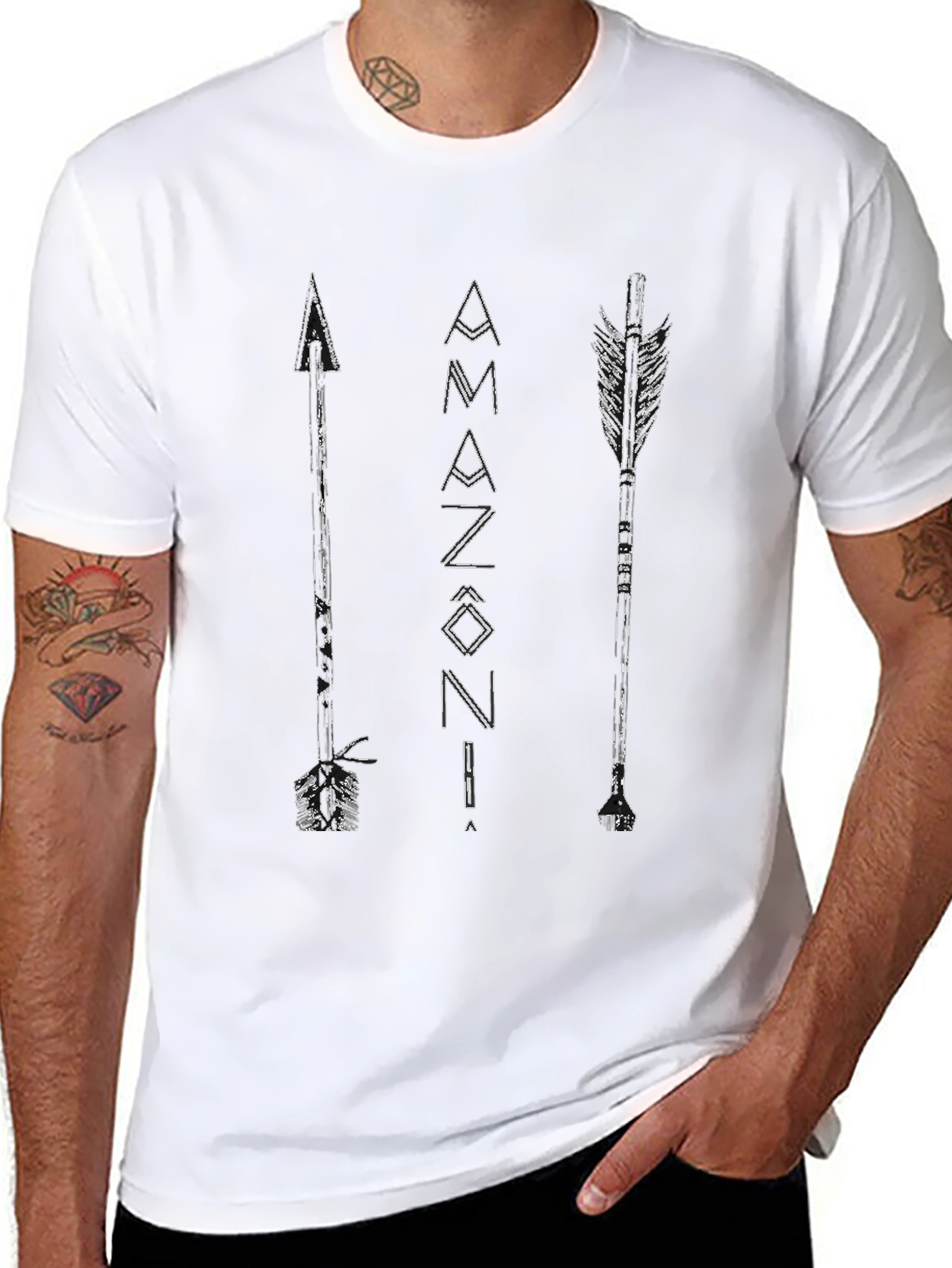 Amazonia Arrows Graphic Tee - Black Cotton T-Shirt