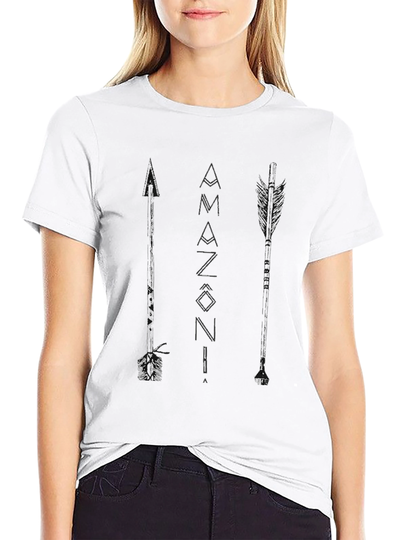 Amazonia Arrows Graphic Tee - Black Cotton T-Shirt