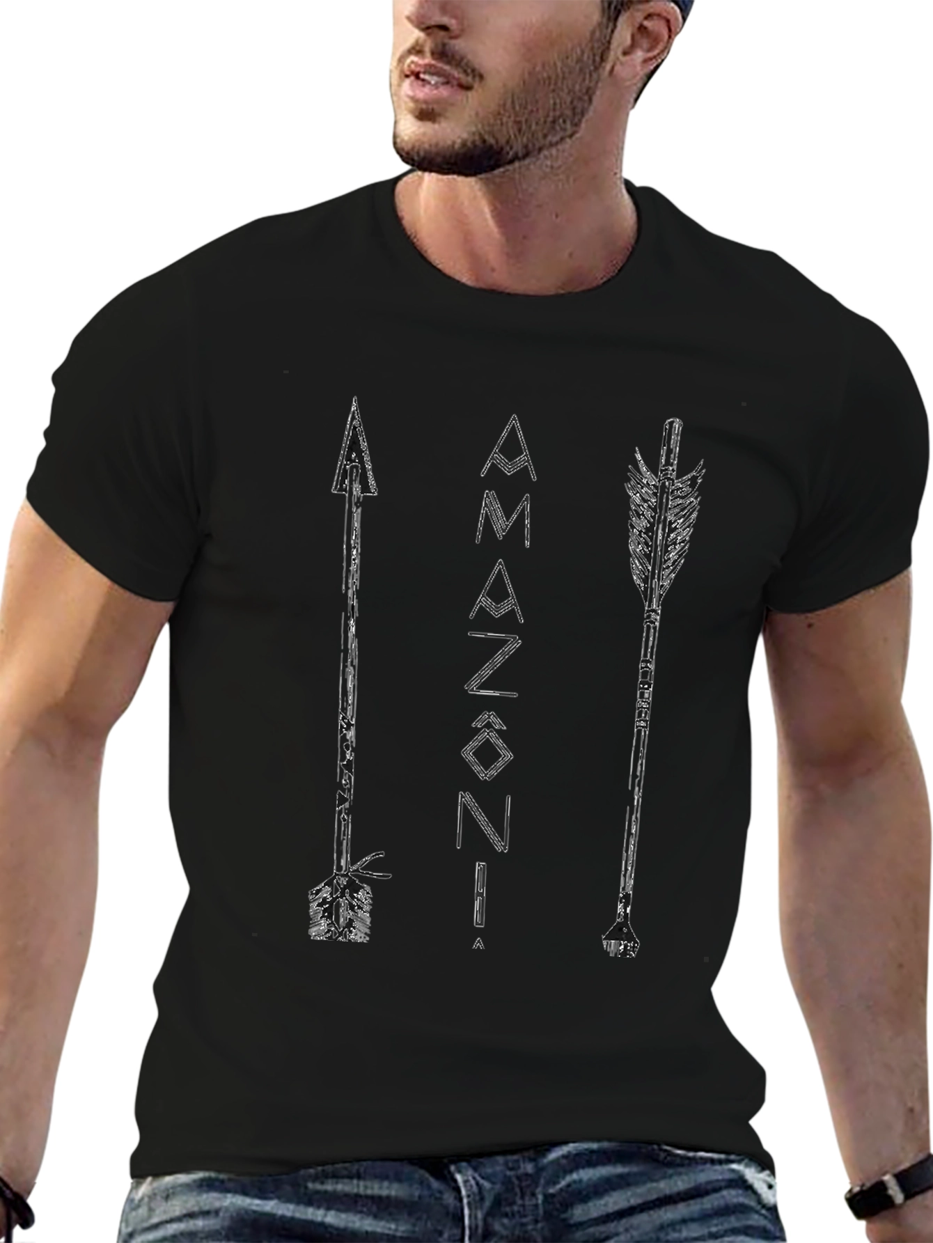 Amazonia Arrows Graphic Tee - Black Cotton T-Shirt