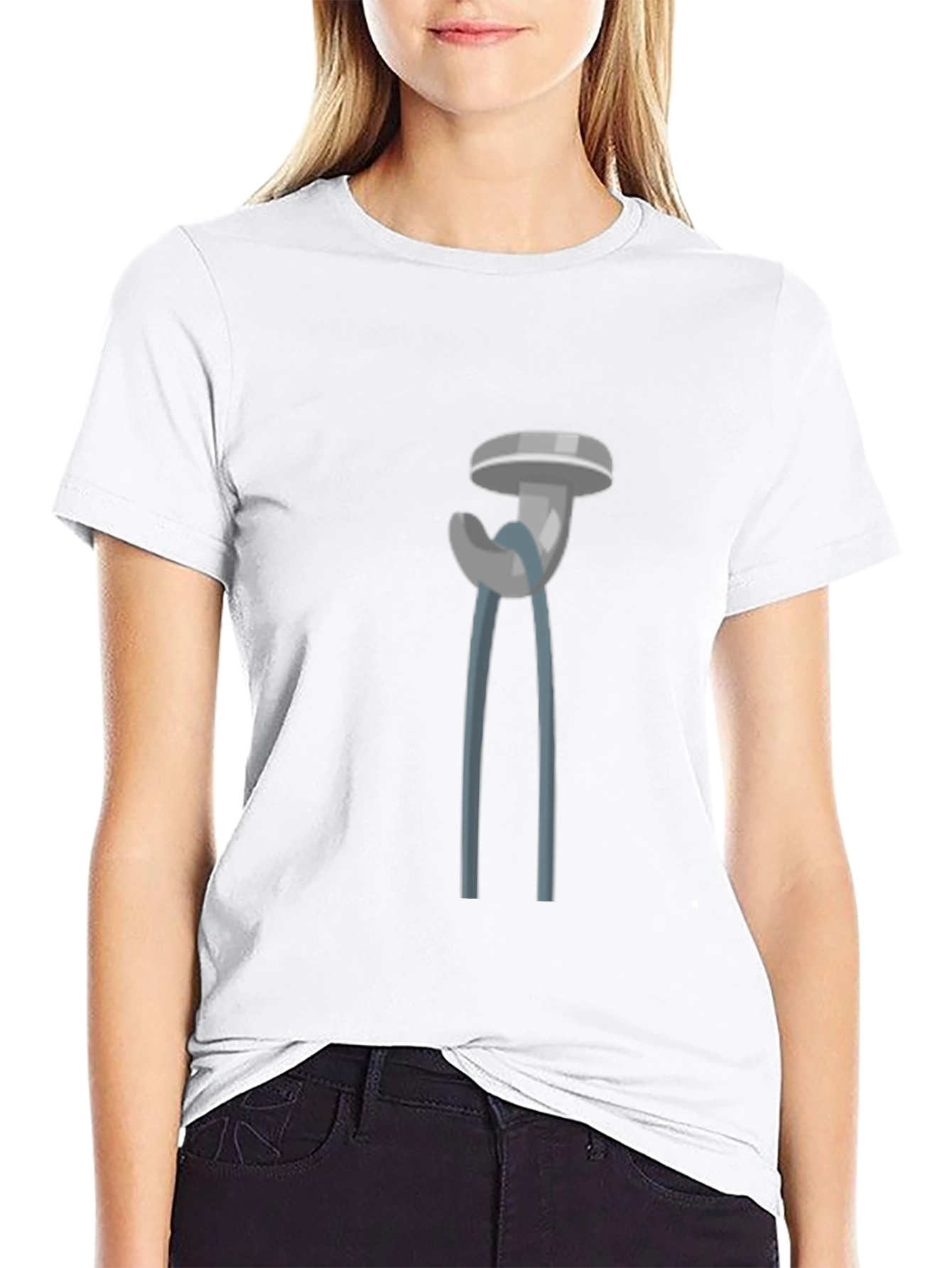Novelty Cartoon Pliers Graphic Tee - Black Cotton Blend
