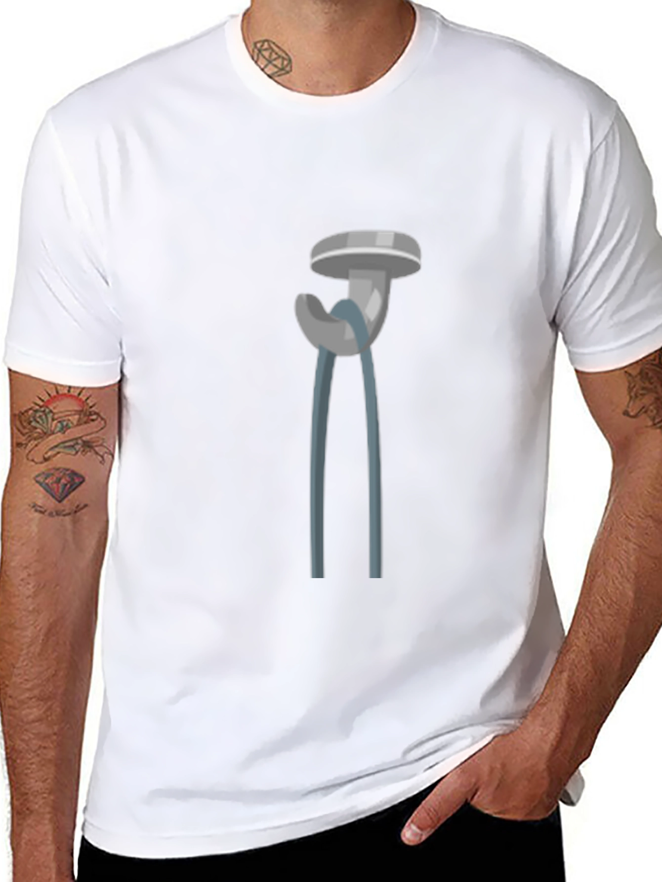 Novelty Cartoon Pliers Graphic Tee - Black Cotton Blend