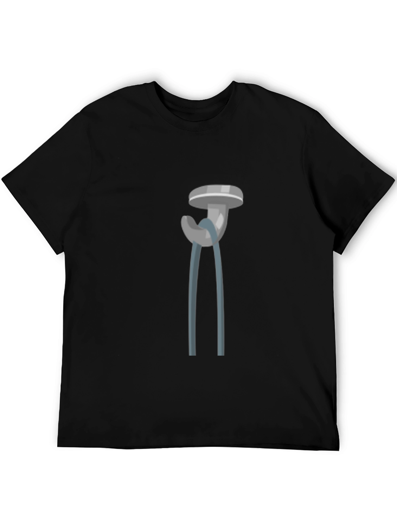 Novelty Cartoon Pliers Graphic Tee - Black Cotton Blend