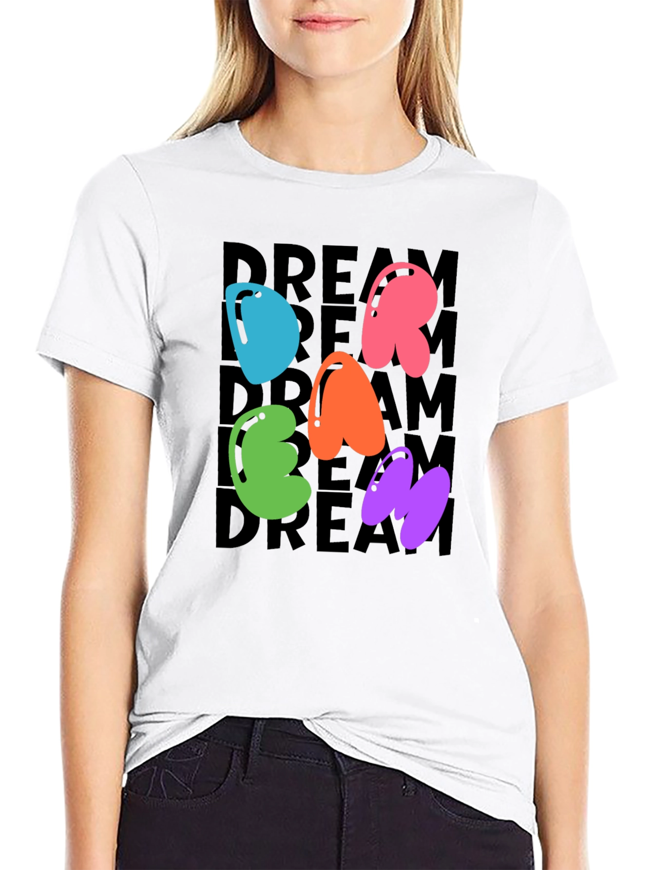 Dreamy Letter Graphic Crew Neck Tee