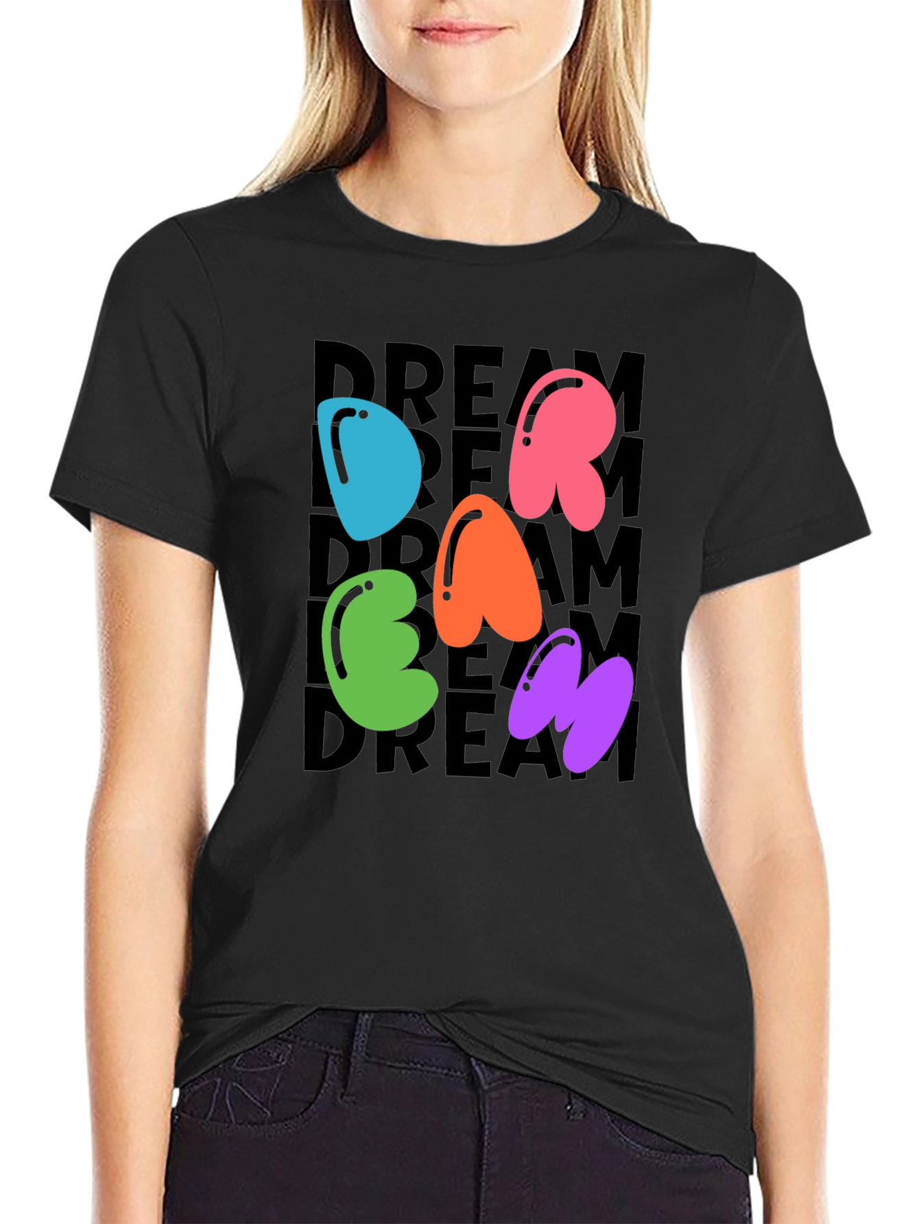 Dreamy Letter Graphic Crew Neck Tee