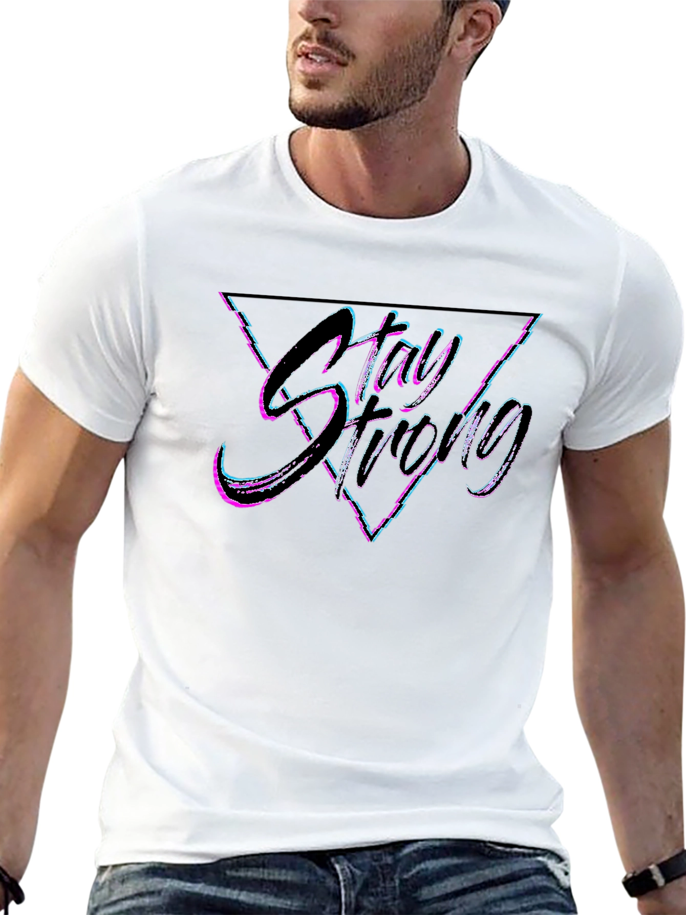 Stay Strong Graphic Tee - Black Cotton Blend