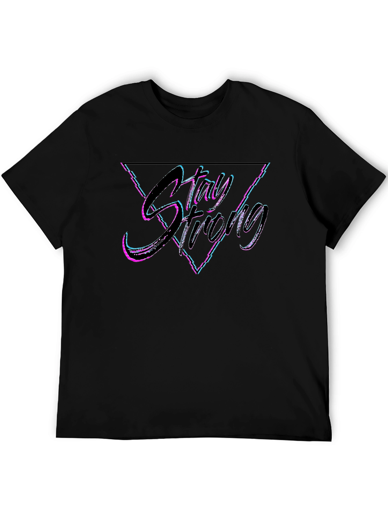 Stay Strong Graphic Tee - Black Cotton Blend