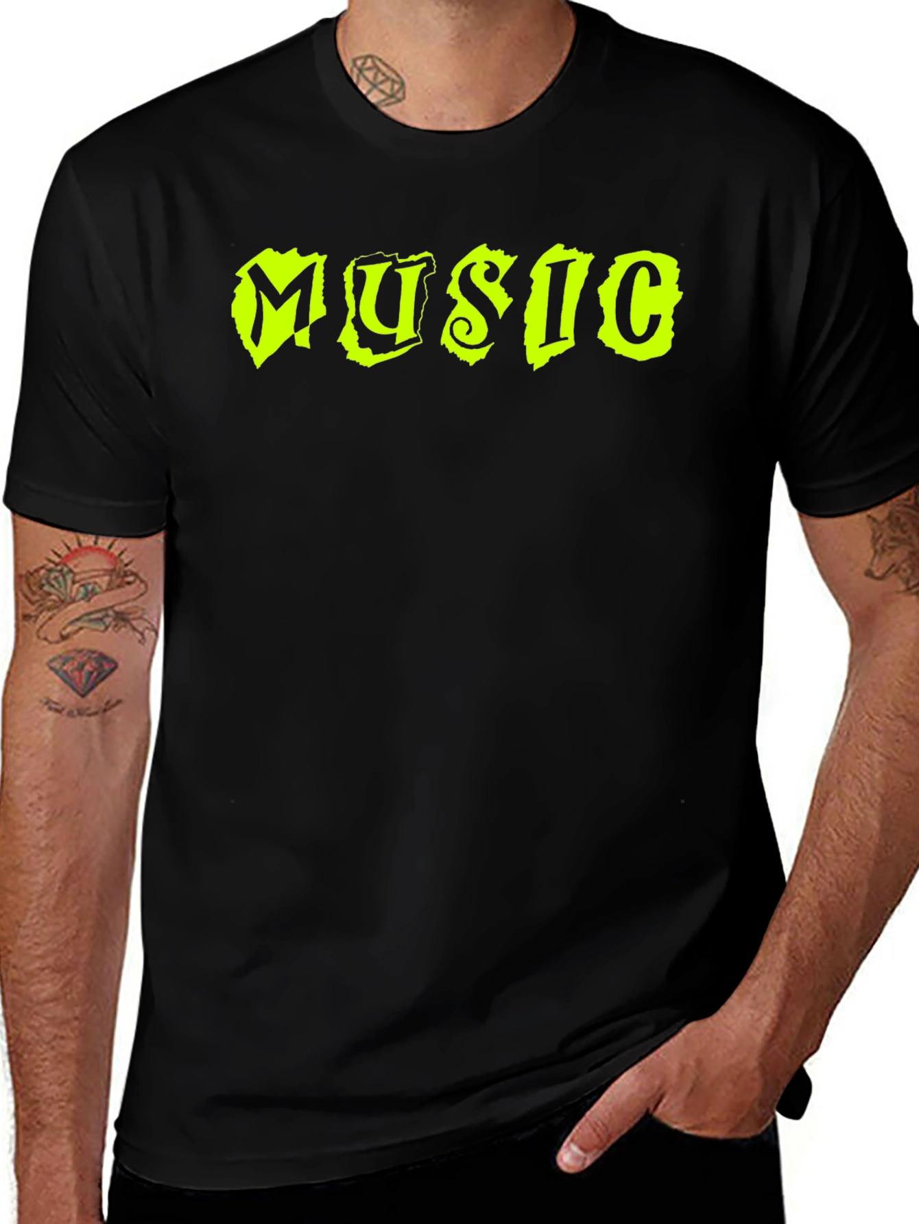 Music T-Shirt - Neon Yellow Design