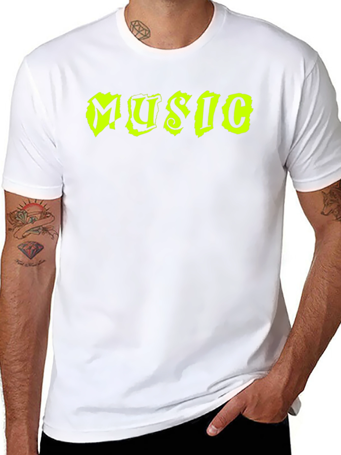 Music T-Shirt - Neon Yellow Design
