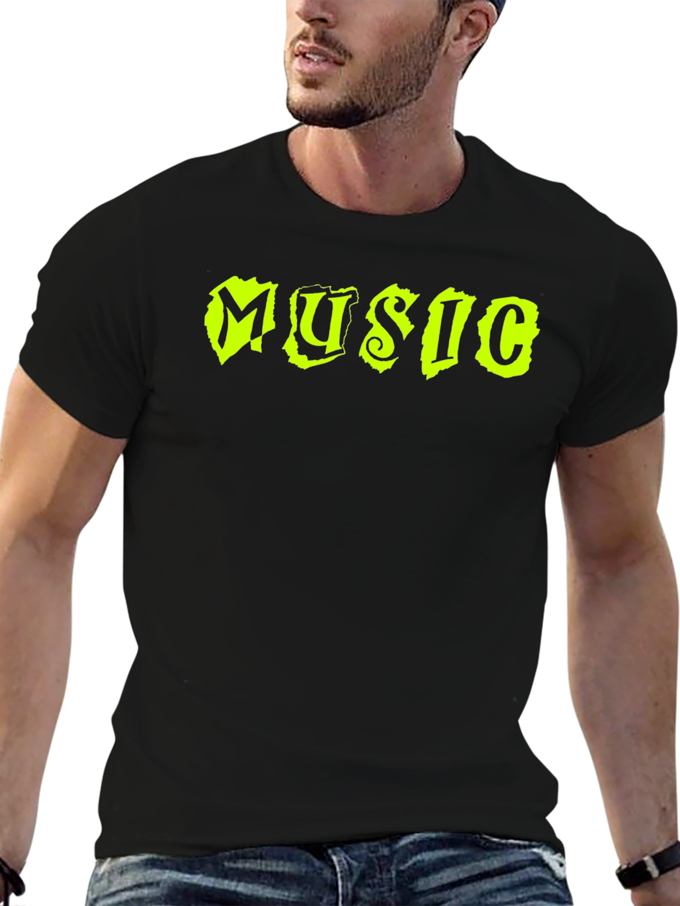 Music T-Shirt - Neon Yellow Design