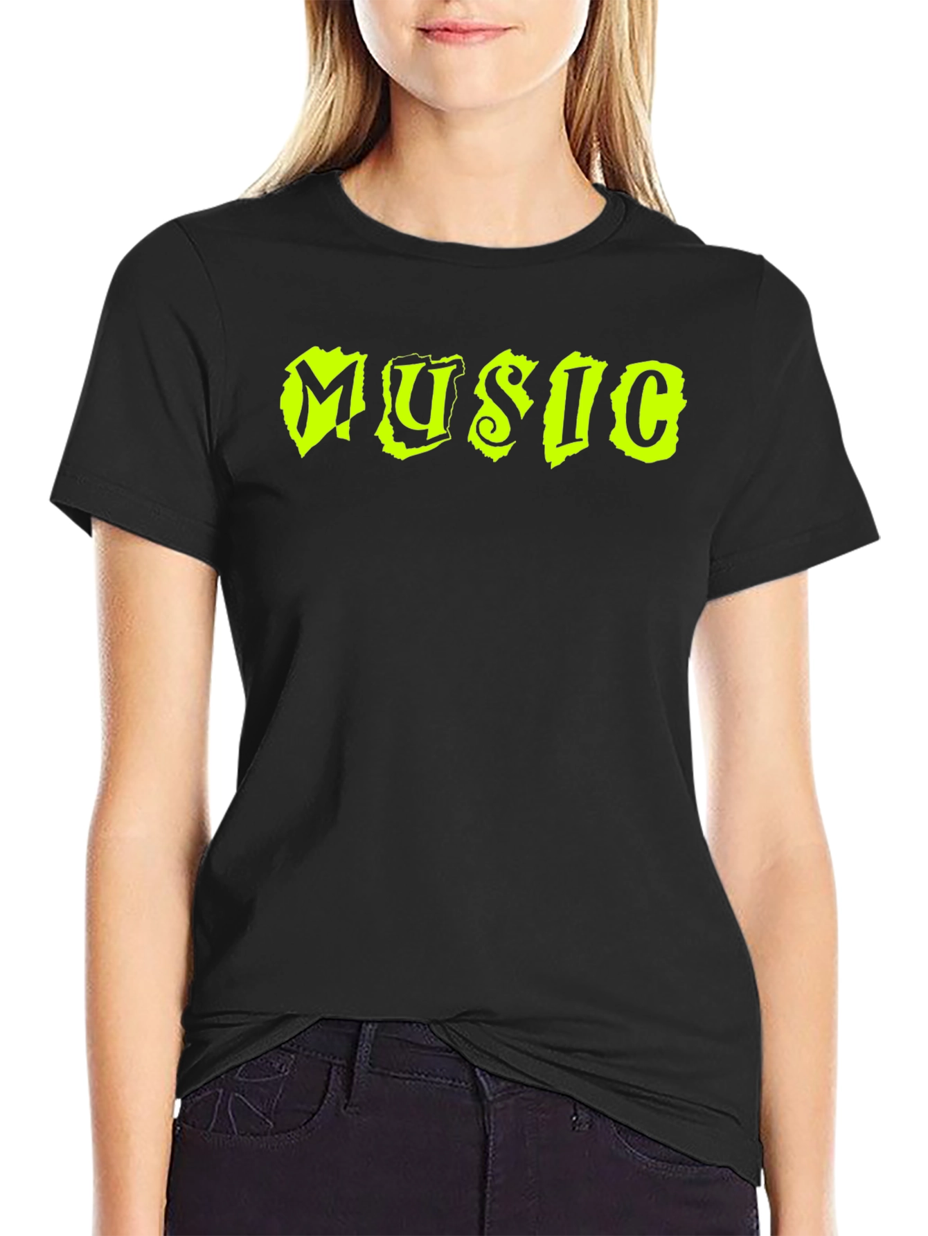 Music T-Shirt - Neon Yellow Design