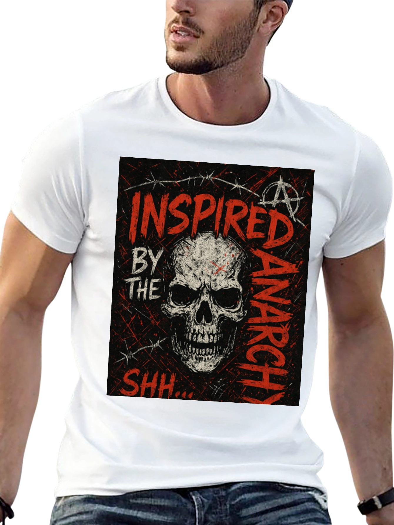 Skull Anarchy Inspired Graphic Tee - Black