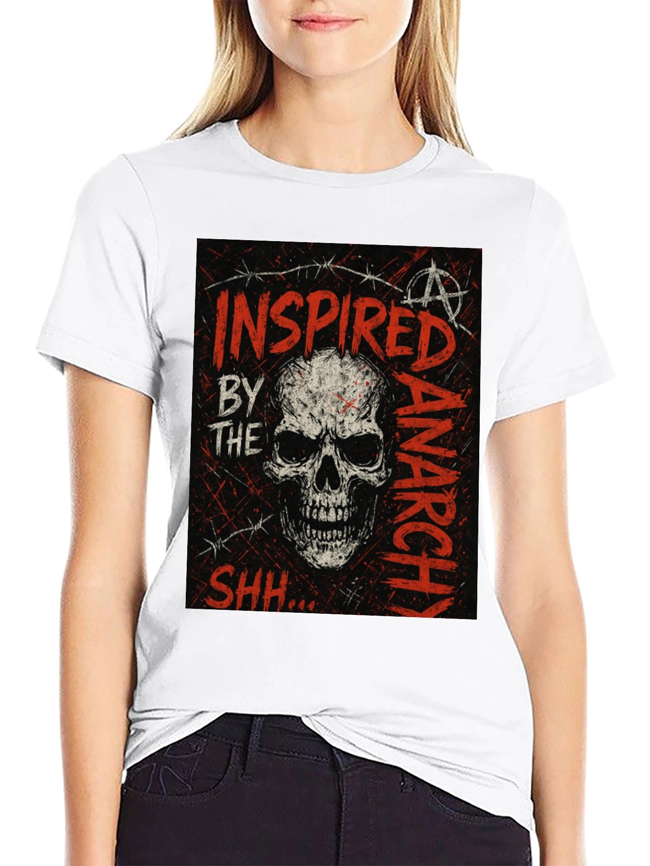 Skull Anarchy Inspired Graphic Tee - Black