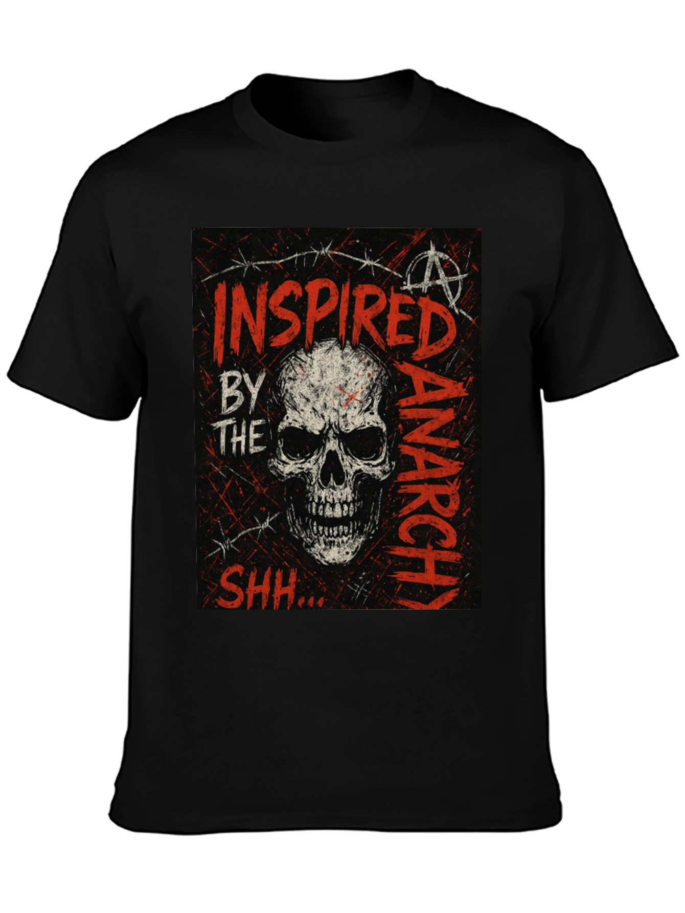 Skull Anarchy Inspired Graphic Tee - Black