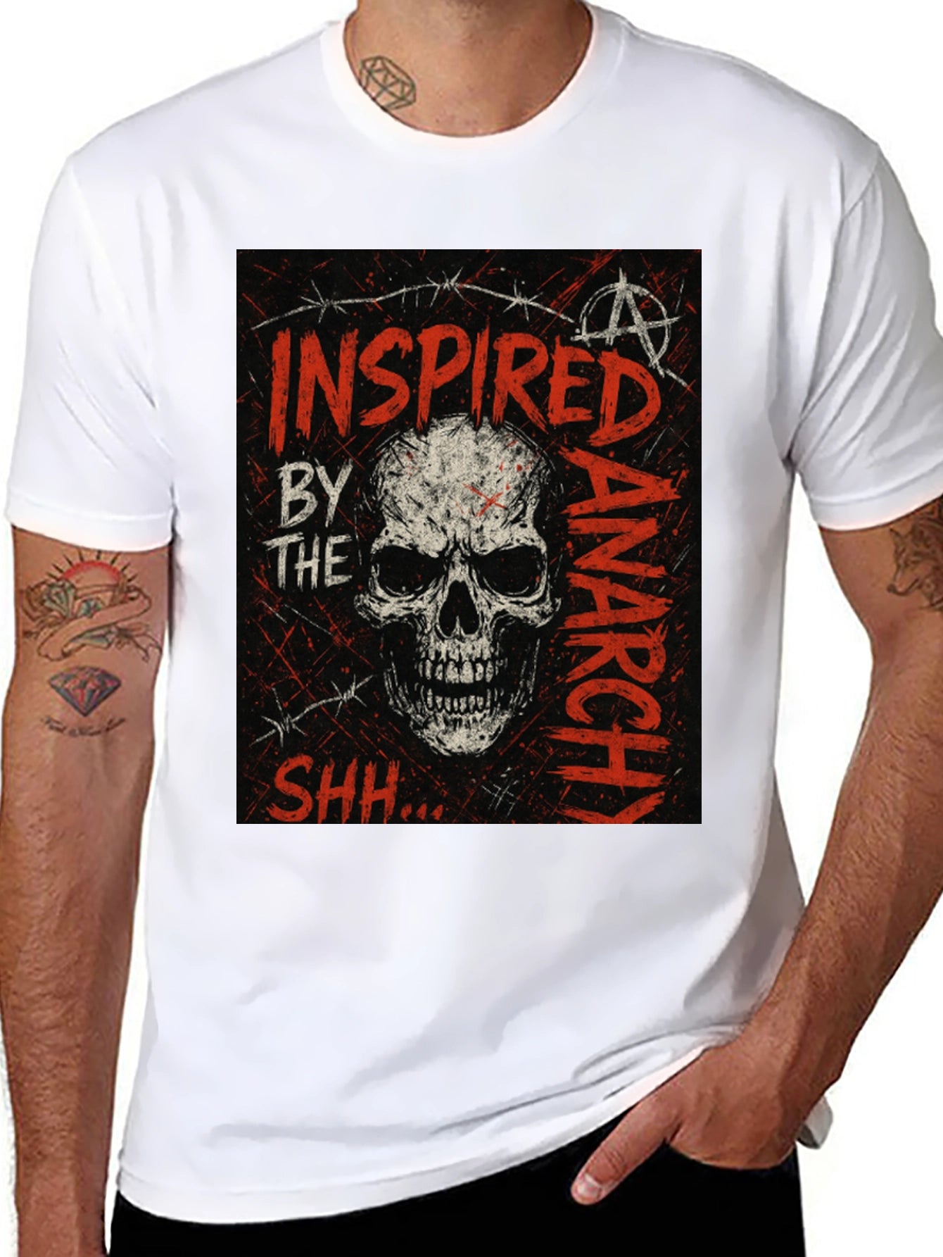 Skull Anarchy Inspired Graphic Tee - Black