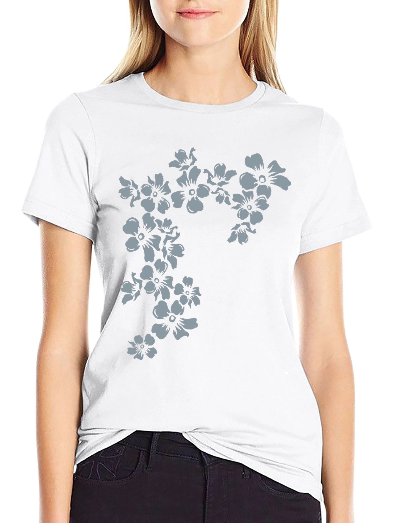 Floral Print Mens Black T-Shirt