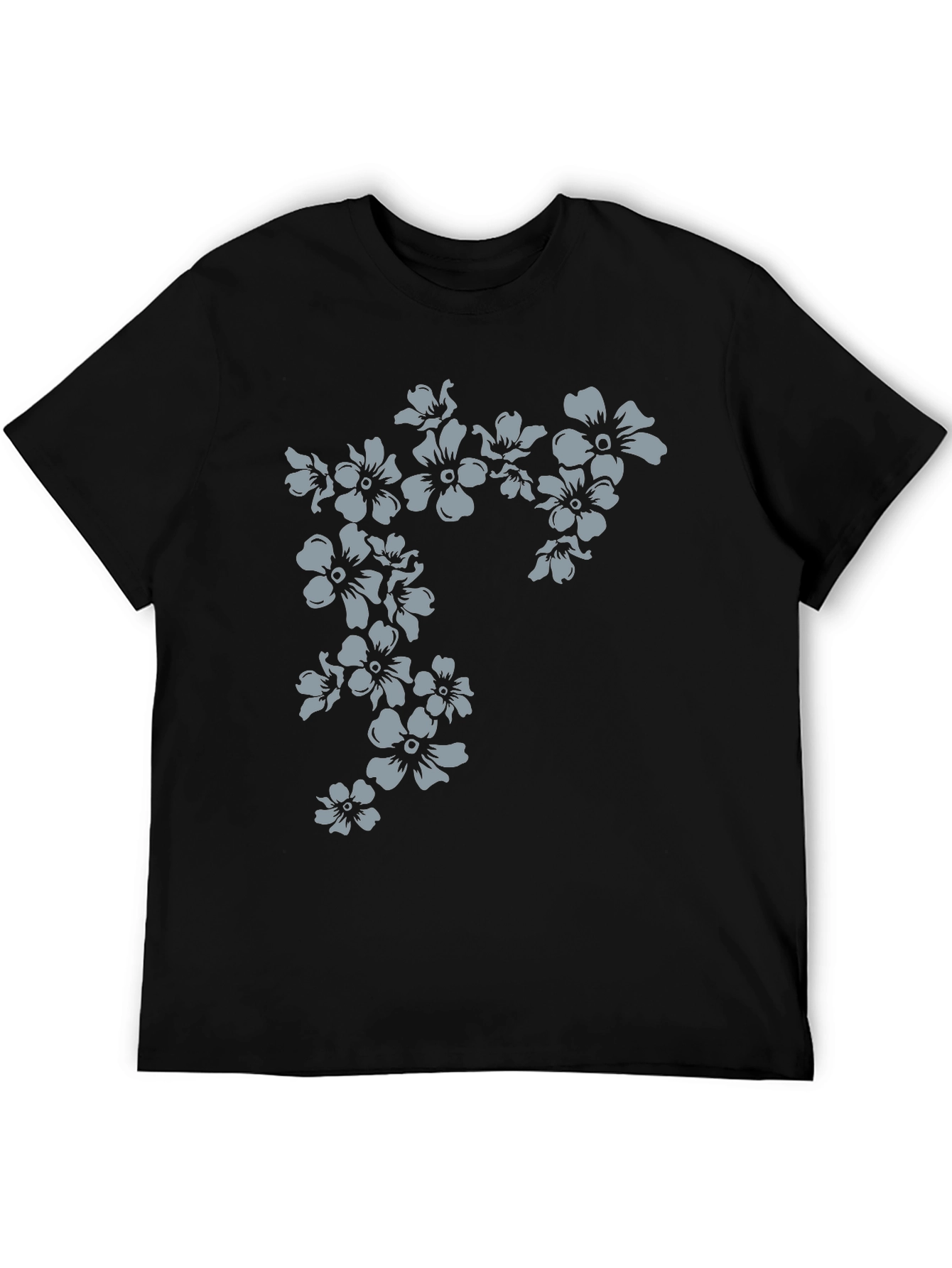 Floral Print Mens Black T-Shirt