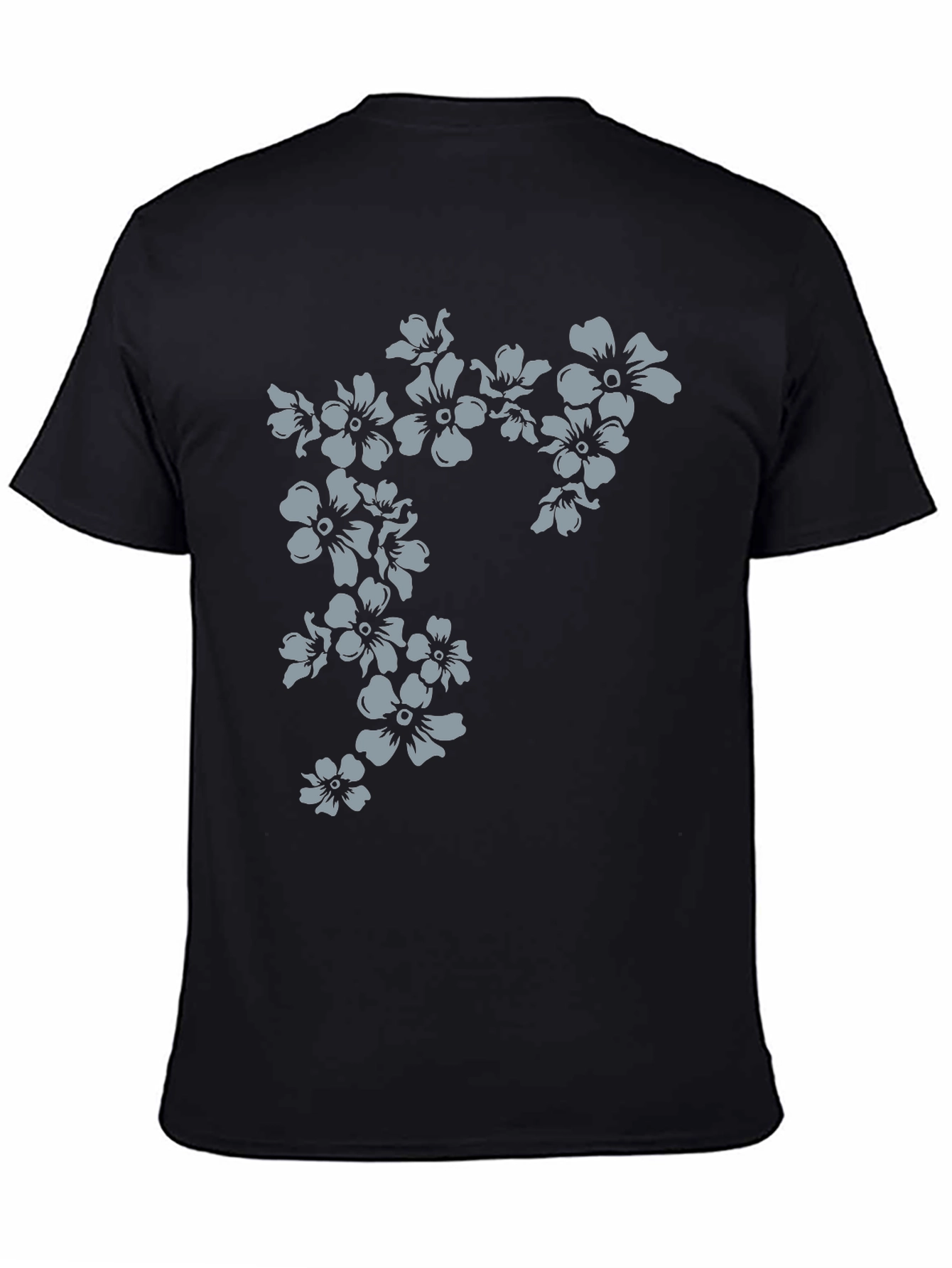 Floral Print Mens Black T-Shirt