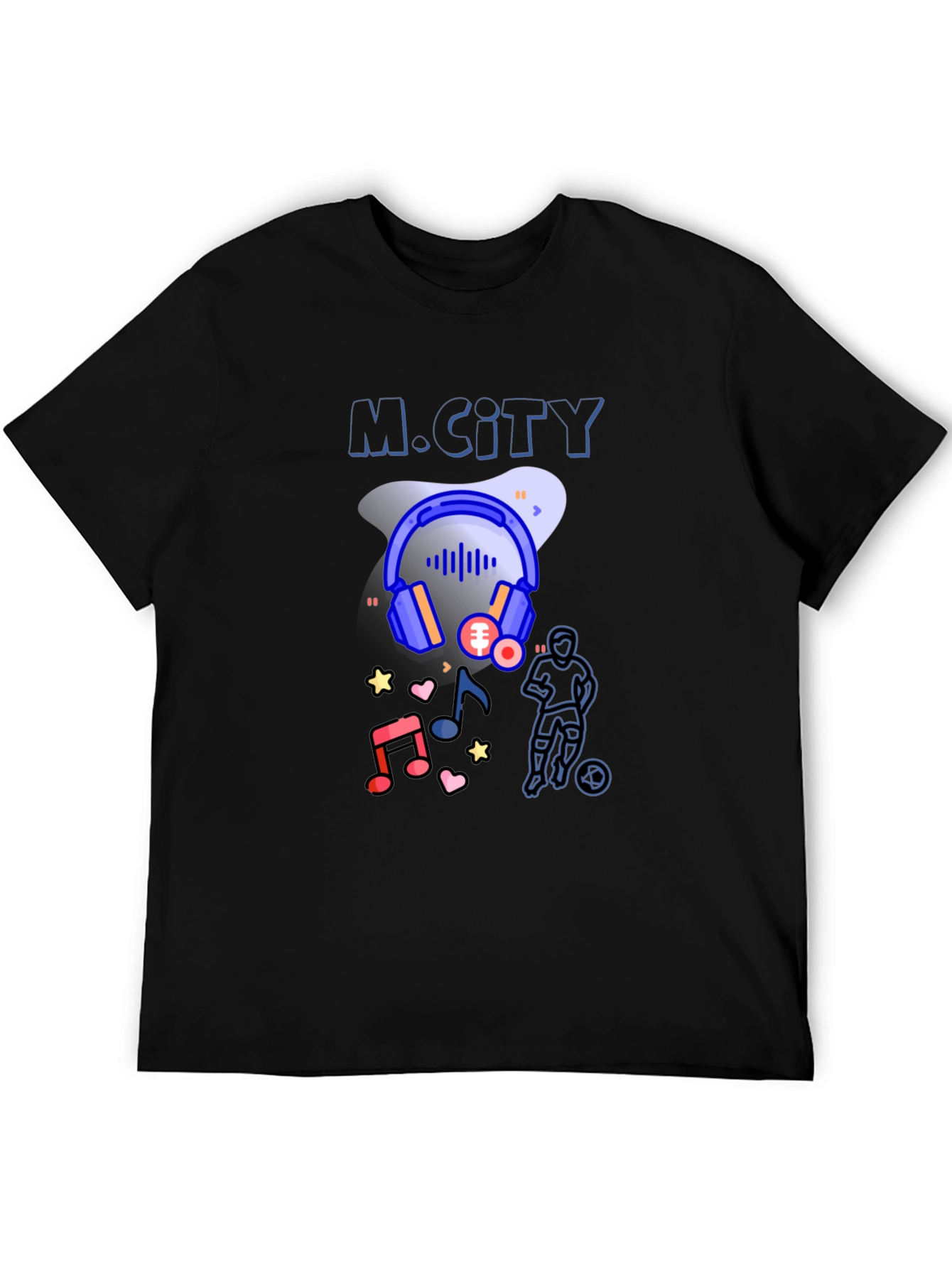 M.City Graphic Print Black T-Shirt