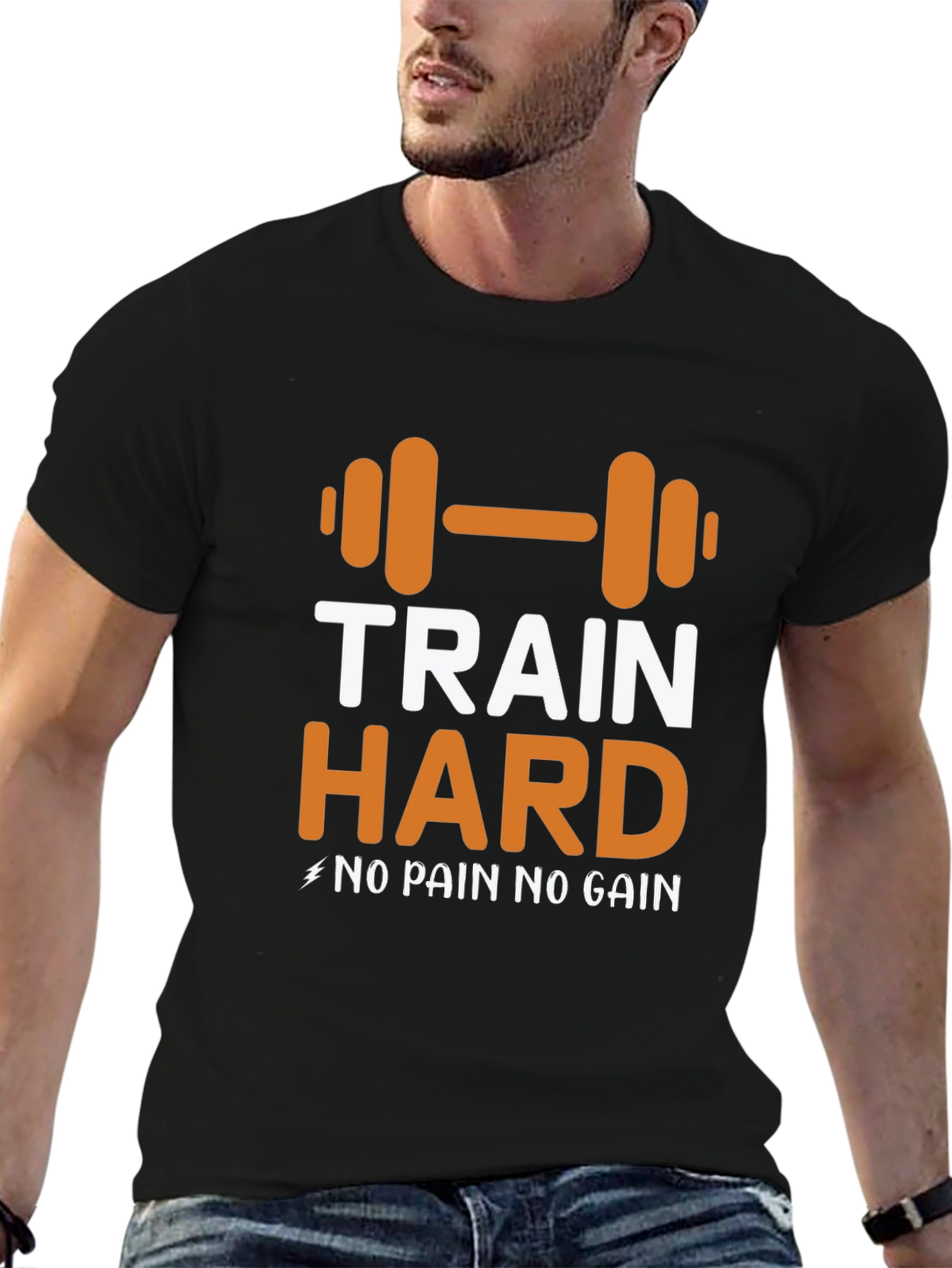 Train Hard Graphic Tee - Motivational Workout Shirt