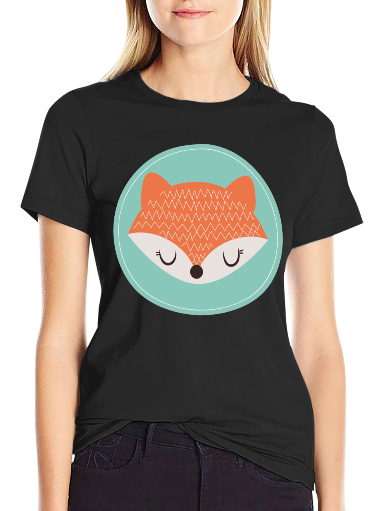 Cute Fox Graphic Tee - Unisex Black T-Shirt