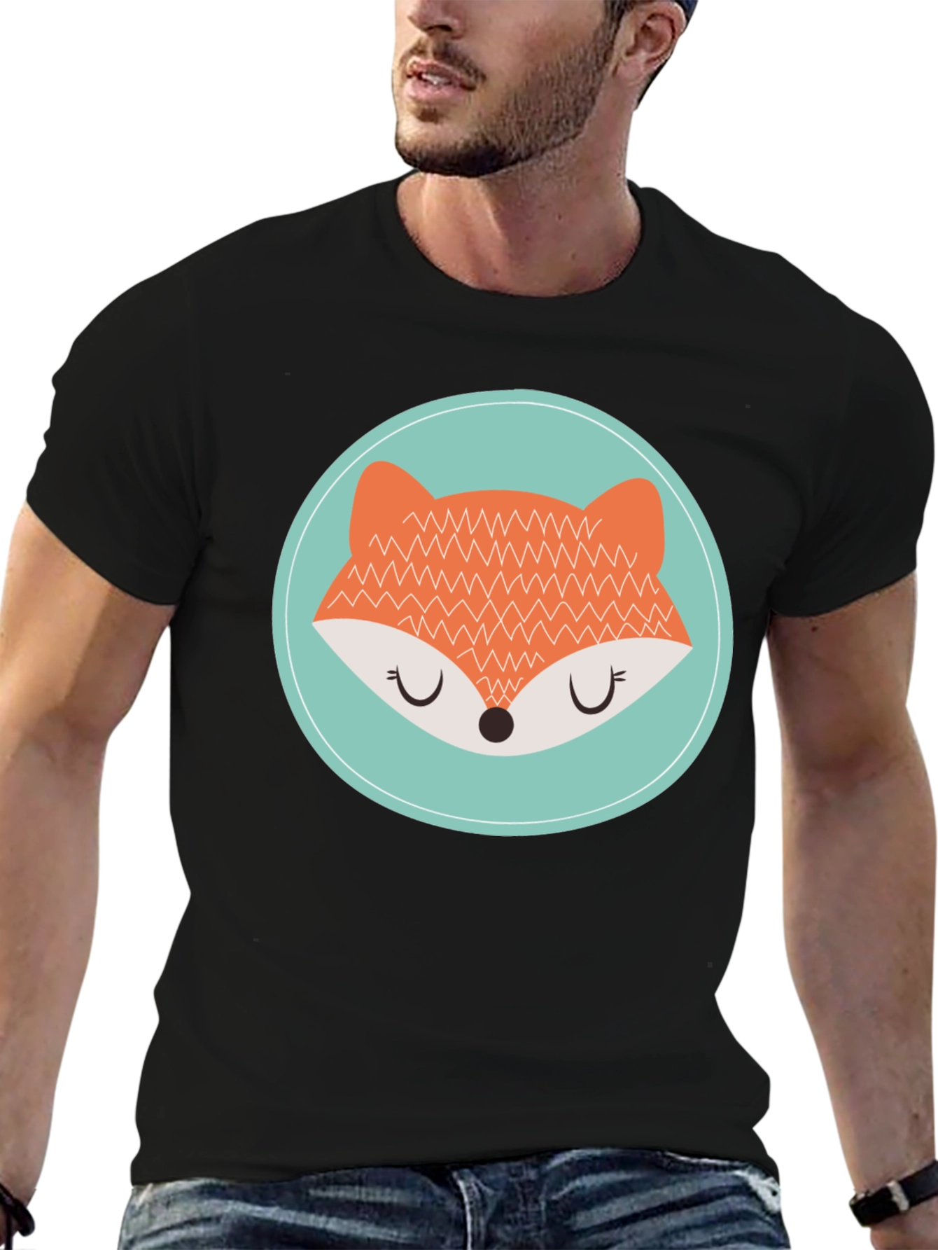 Cute Fox Graphic Tee - Unisex Black T-Shirt