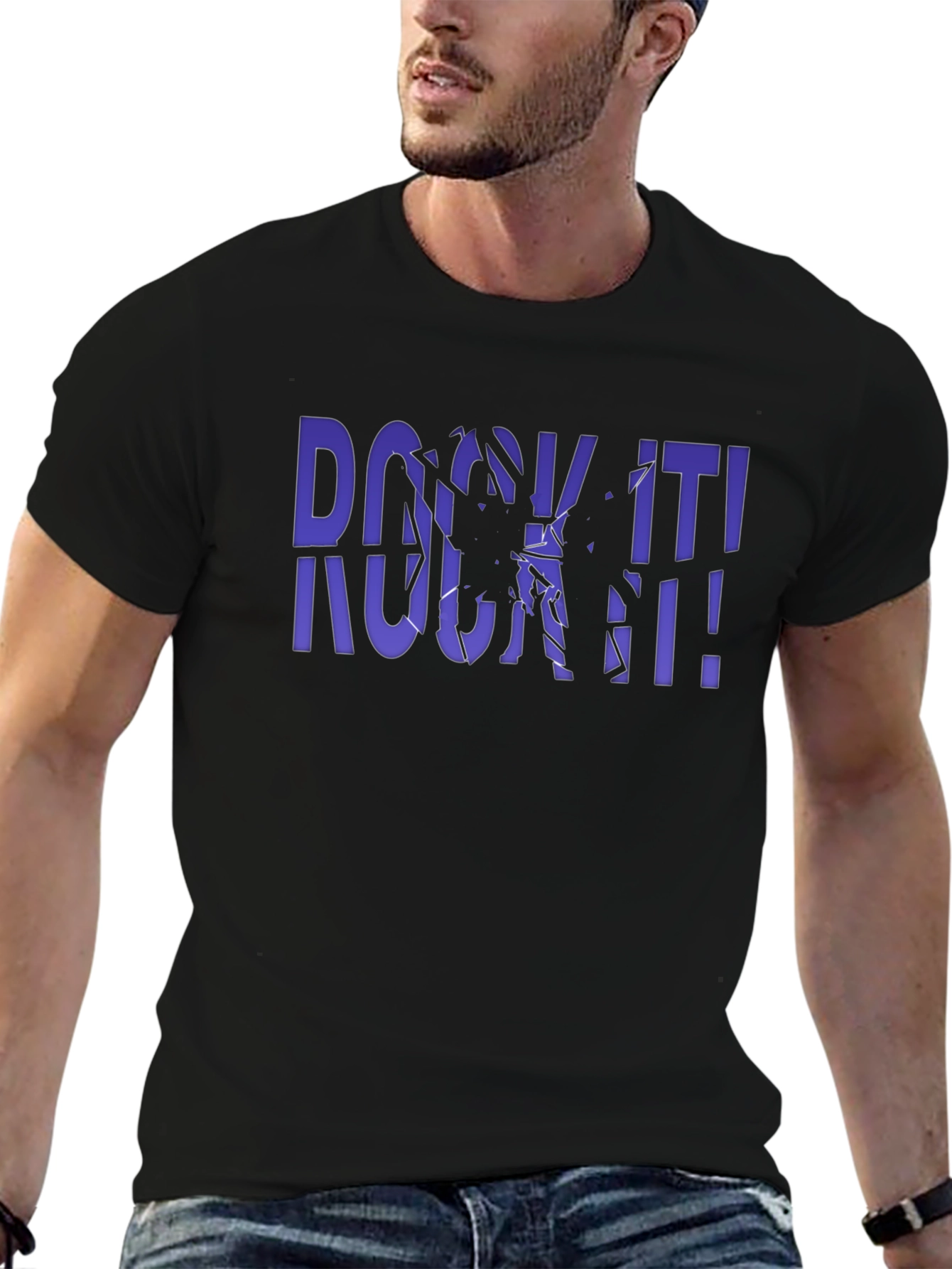 Rock It! Graphic Print Crew Neck Tee