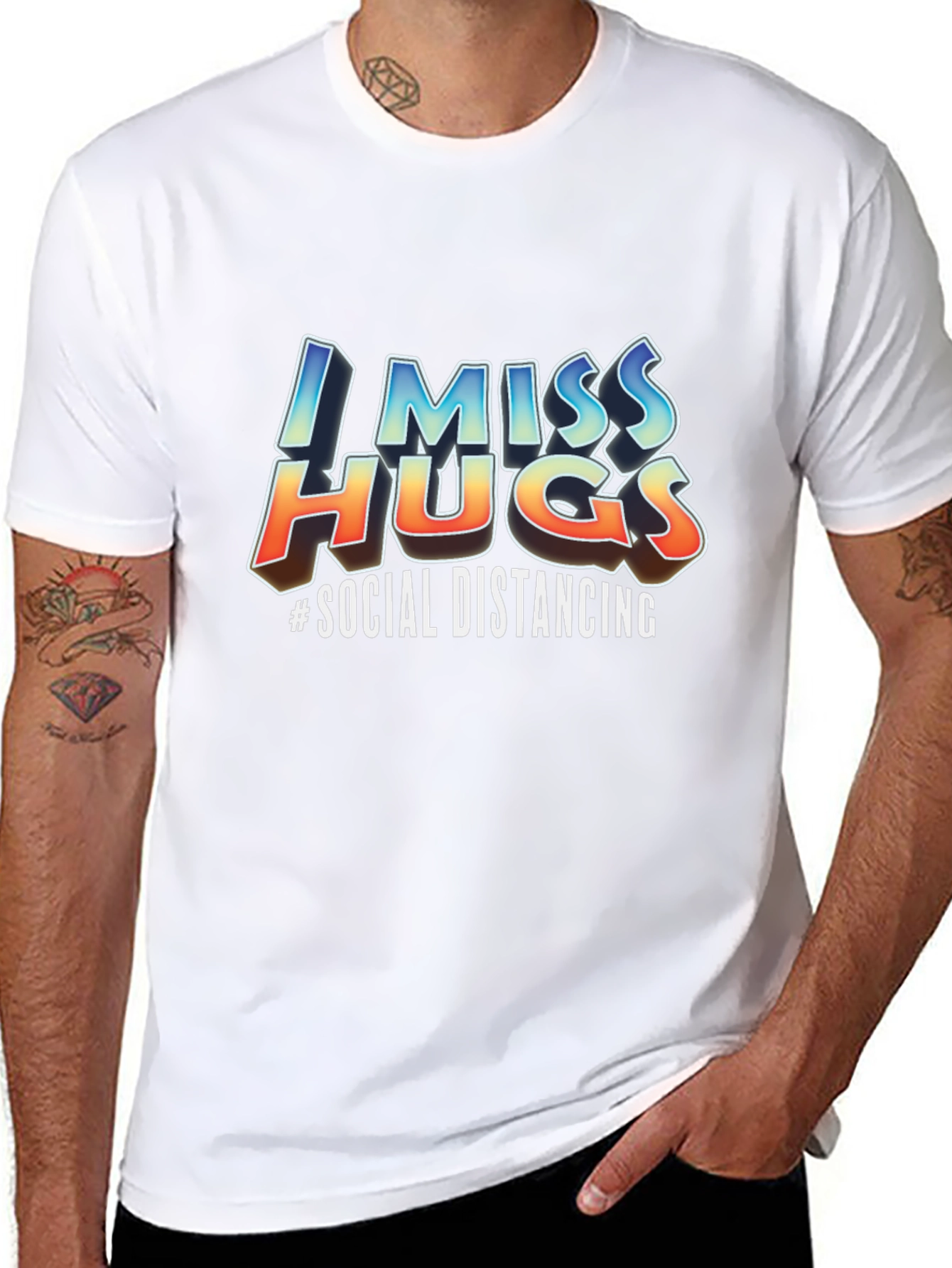 I Miss Hugs Social Distancing Graphic T-Shirt