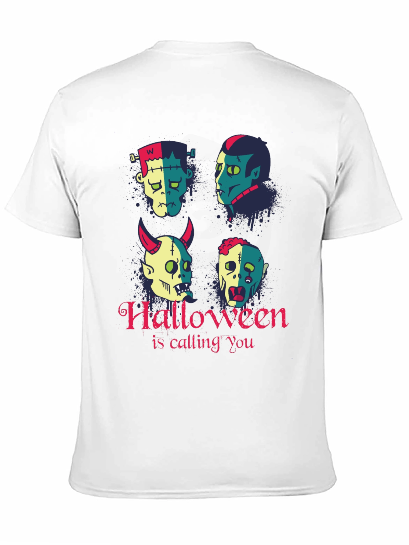 Halloween Monster Faces Graphic T-Shirt