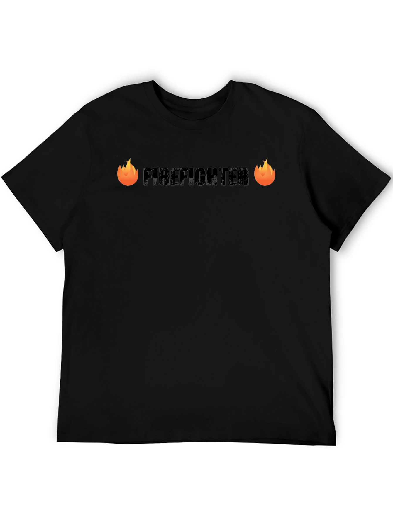 Firefighter Graphic Print Black T-Shirt