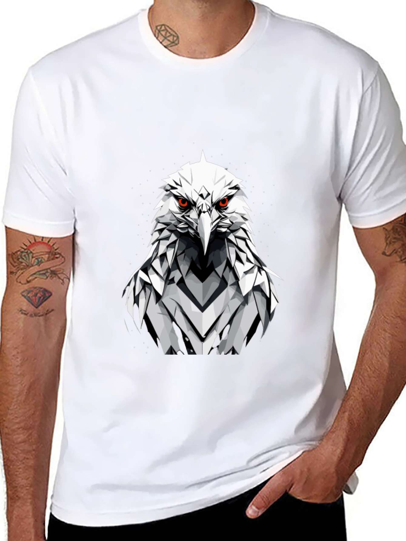 Geometric Eagle Graphic Tee - Stylish Black T-Shirt