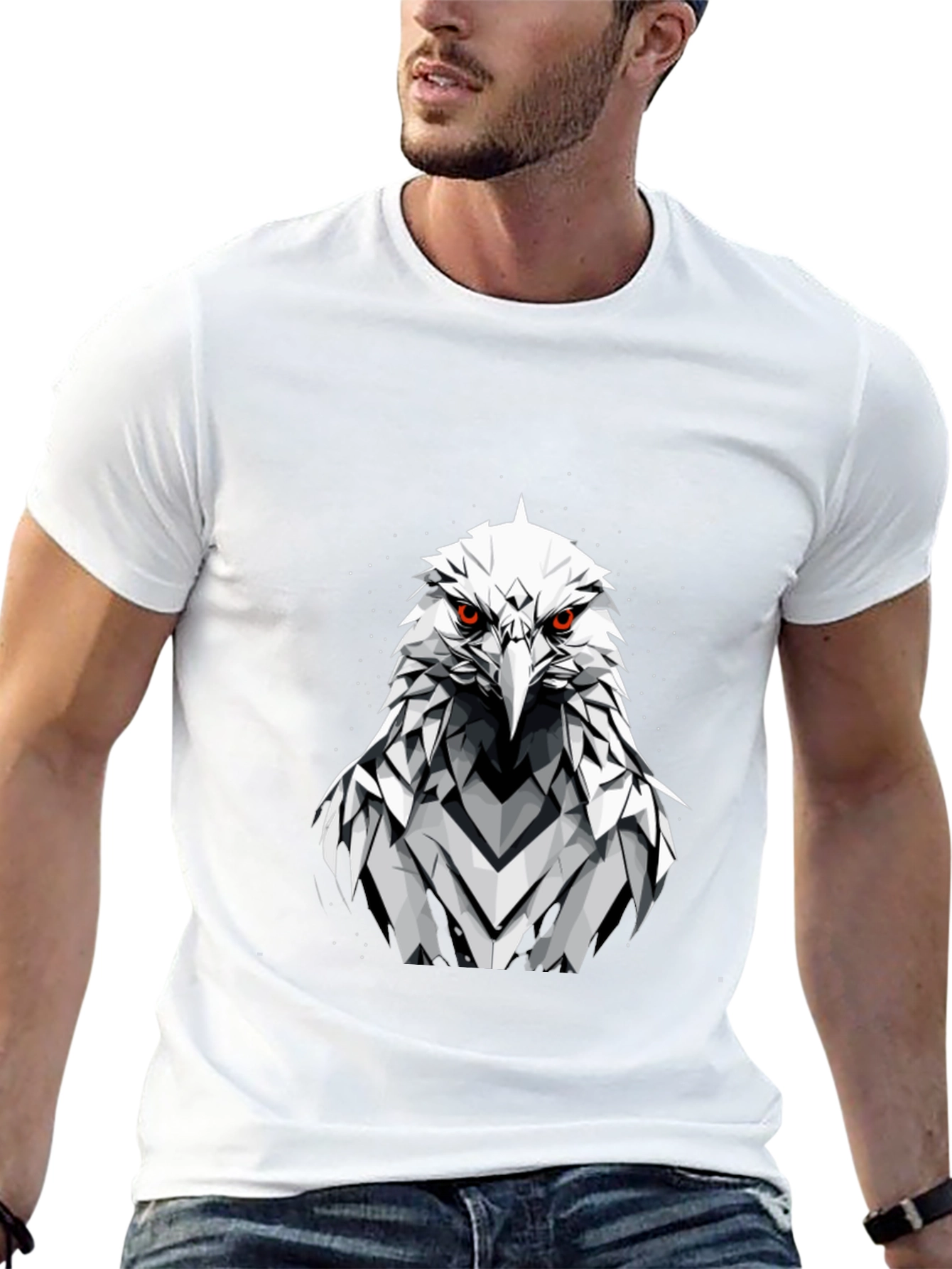 Geometric Eagle Graphic Tee - Stylish Black T-Shirt