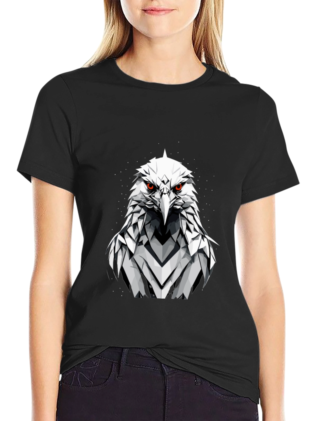 Geometric Eagle Graphic Tee - Stylish Black T-Shirt