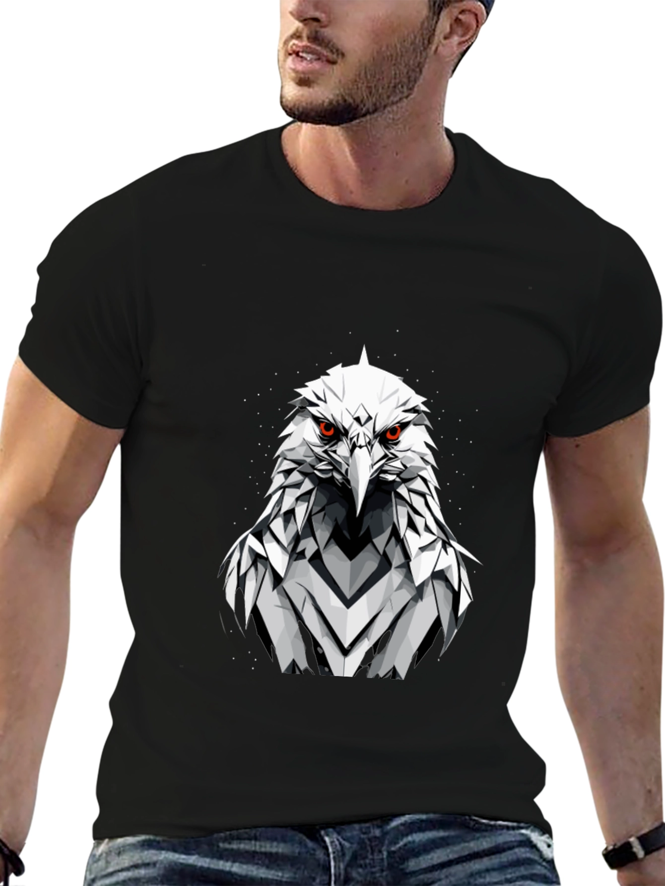 Geometric Eagle Graphic Tee - Stylish Black T-Shirt