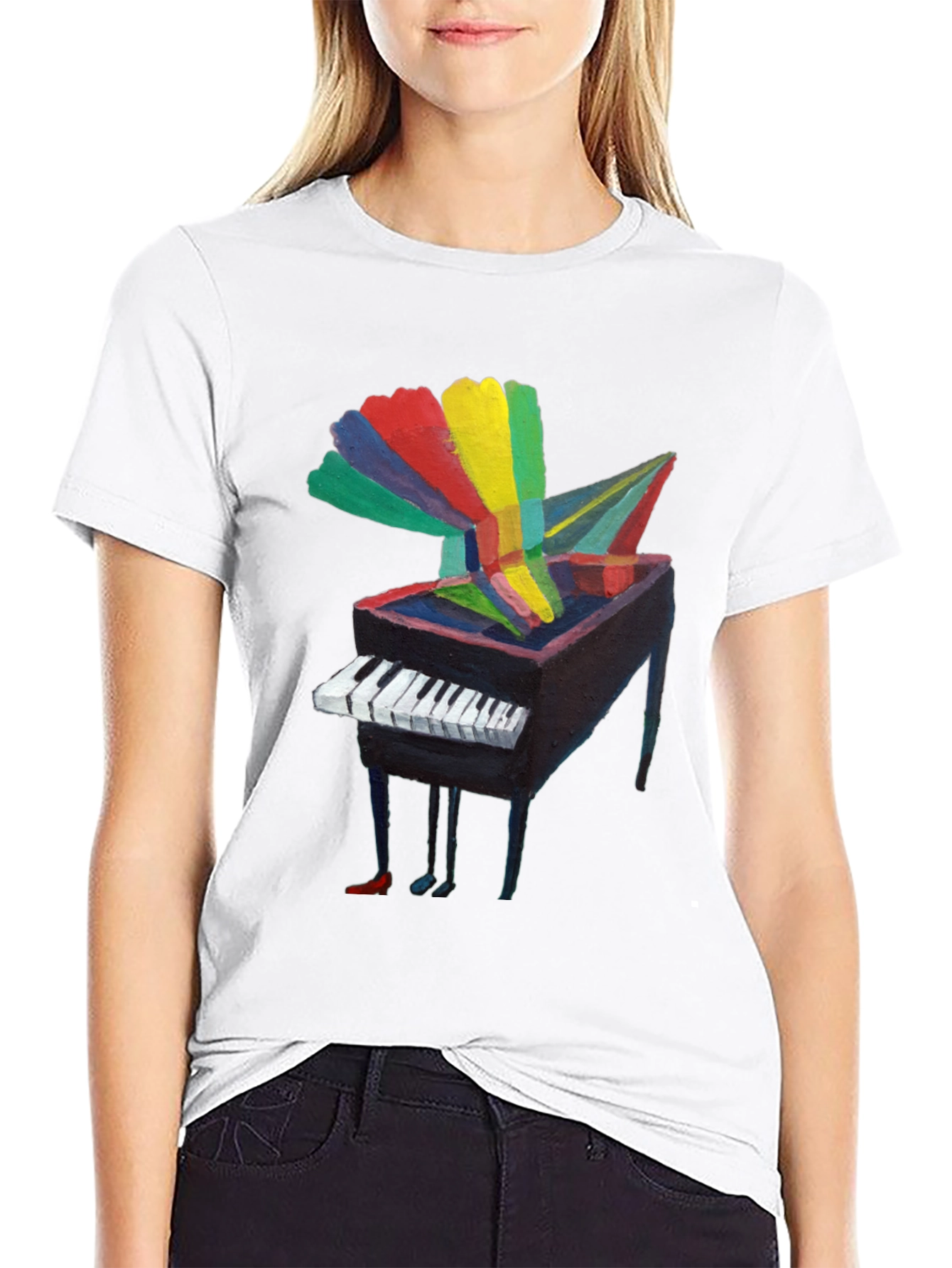 Artistic Piano Graphic Tee - Unique Music Lover Shirt