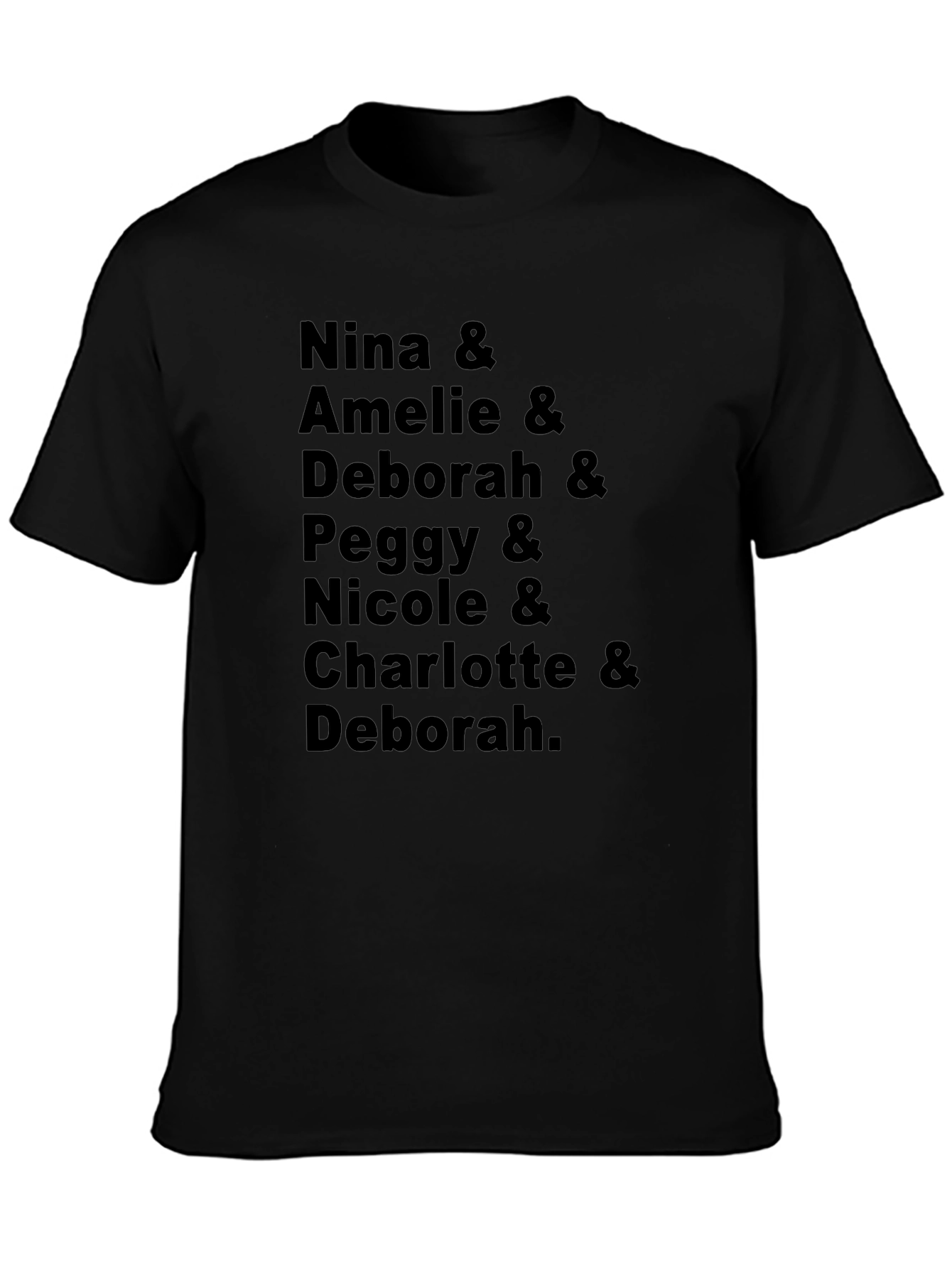 Nina Amelie and Deborah Names Black T-Shirt