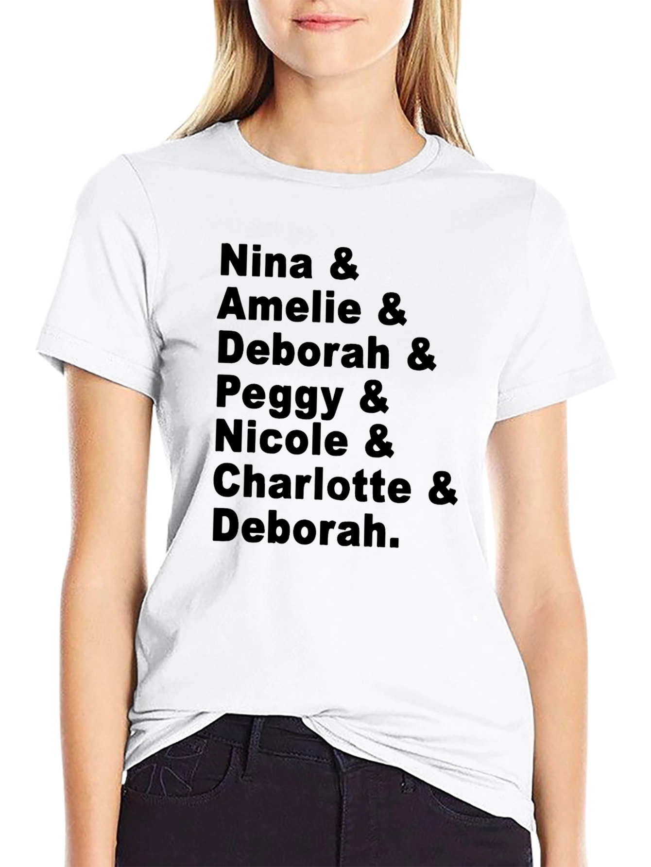 Nina Amelie and Deborah Names Black T-Shirt