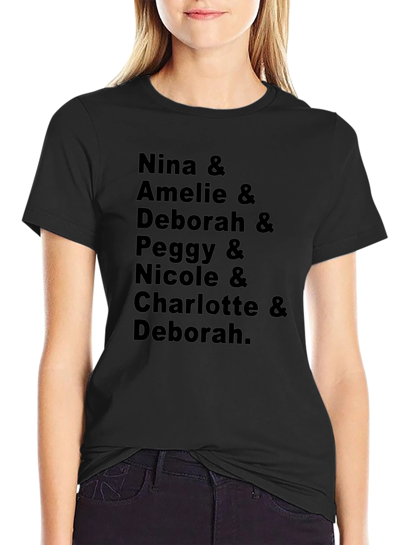 Nina Amelie and Deborah Names Black T-Shirt