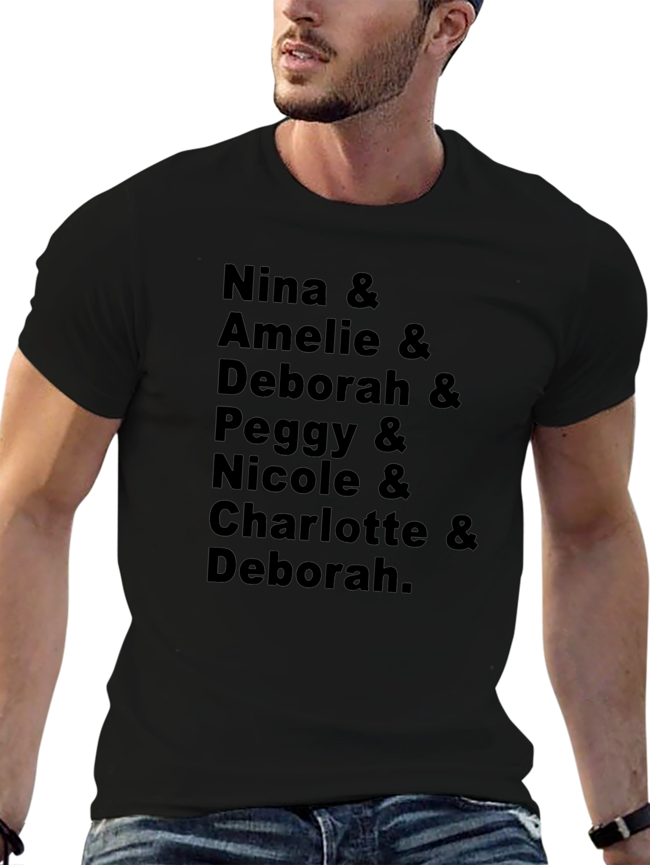 Nina Amelie and Deborah Names Black T-Shirt