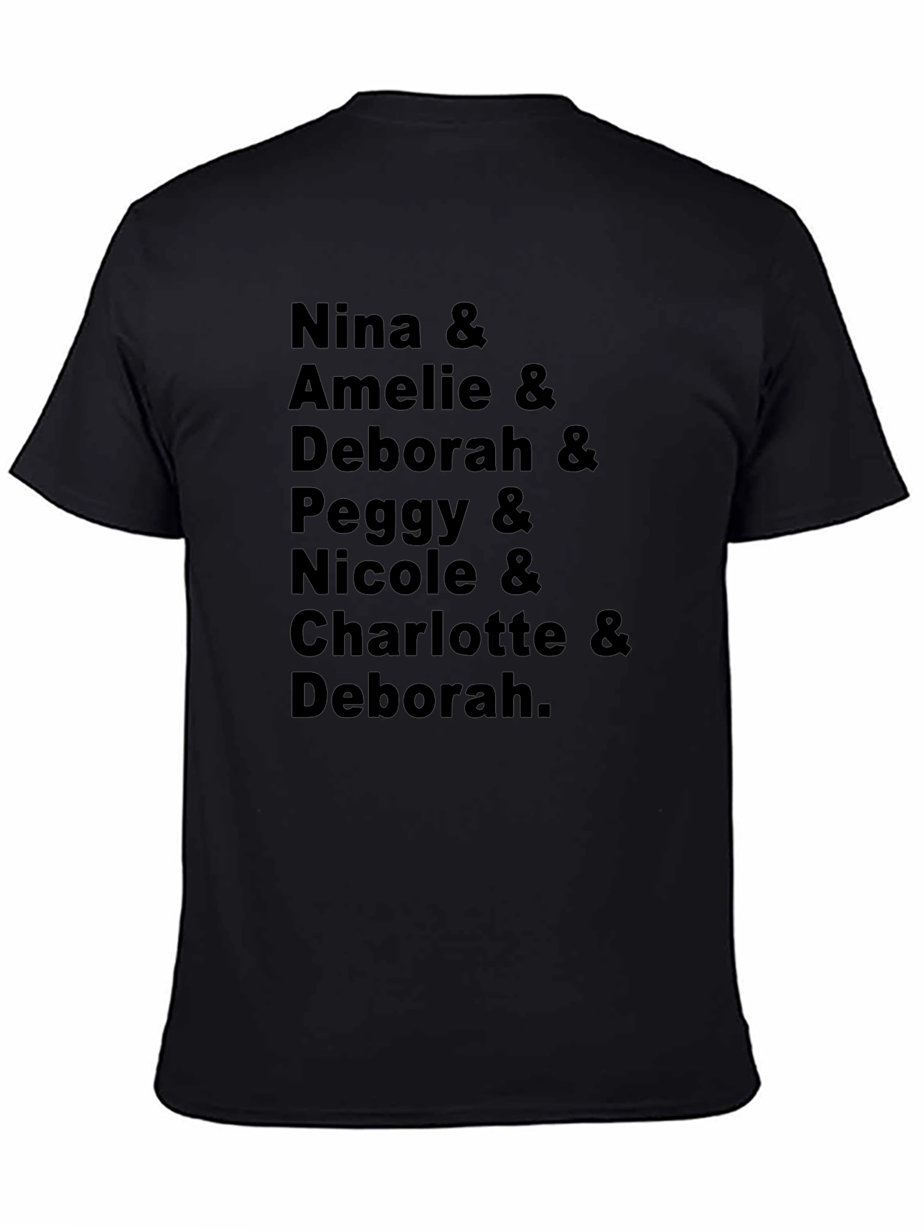 Nina Amelie and Deborah Names Black T-Shirt