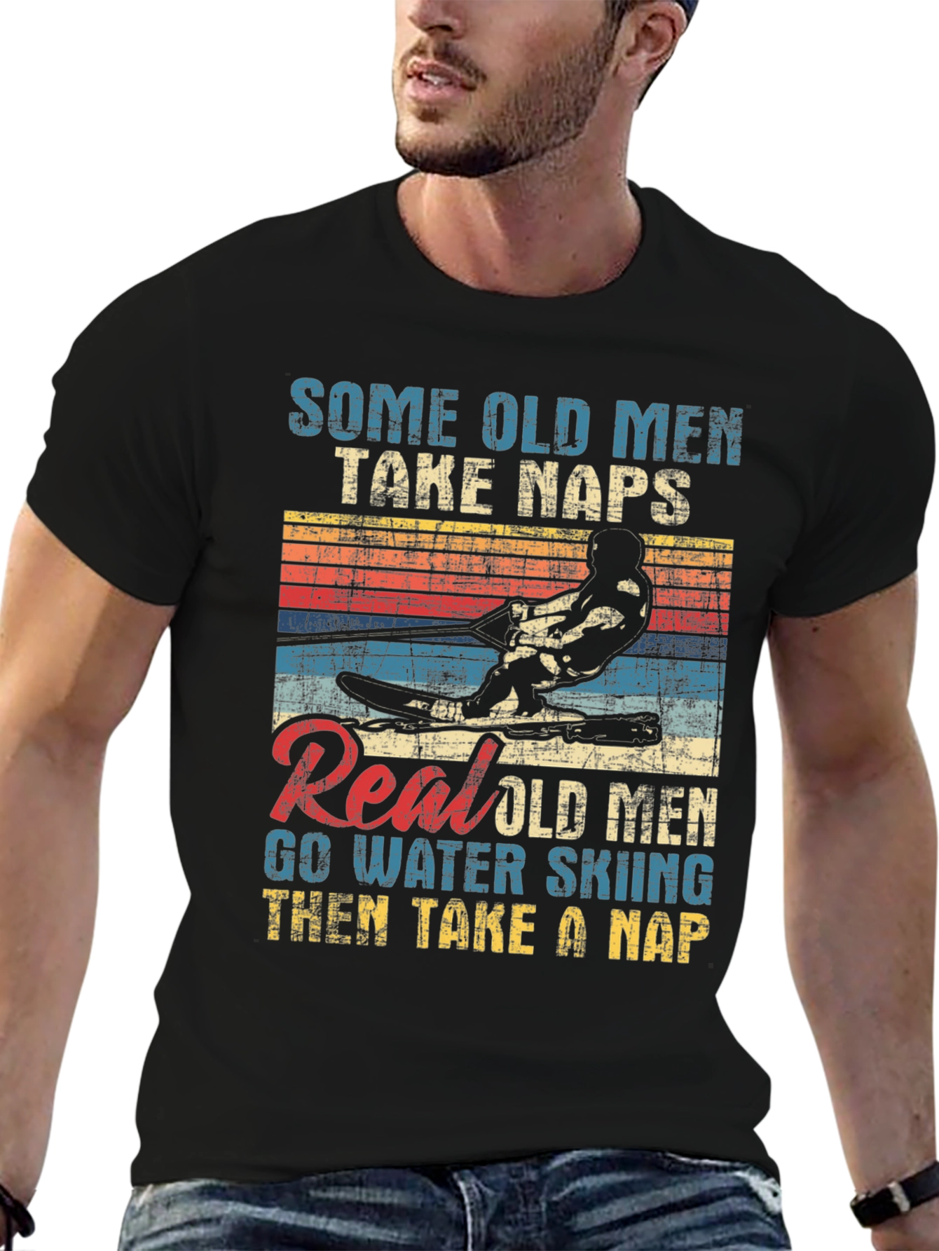 Funny Water Skiing T-Shirt - Real Old Men