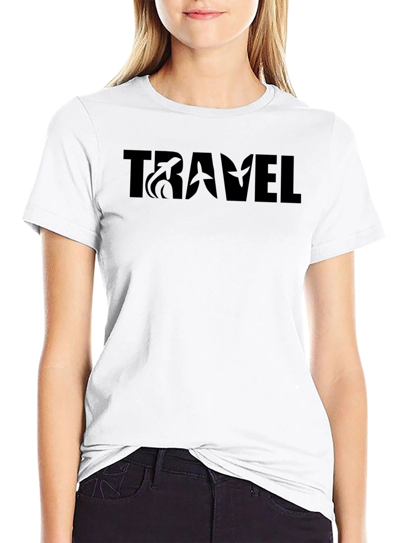 Travel Graphic T-Shirt - Black Crew Neck Tee