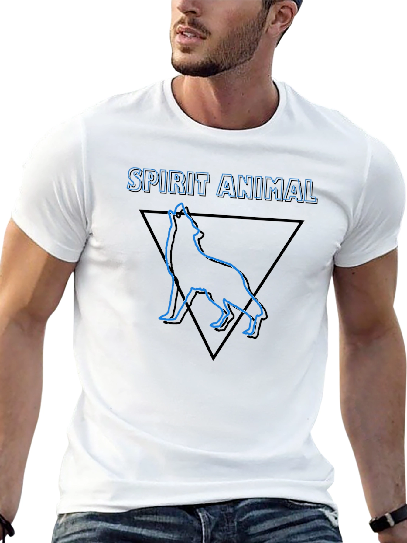 Spirit Animal Wolf Graphic Tee - Mens Black T-Shirt