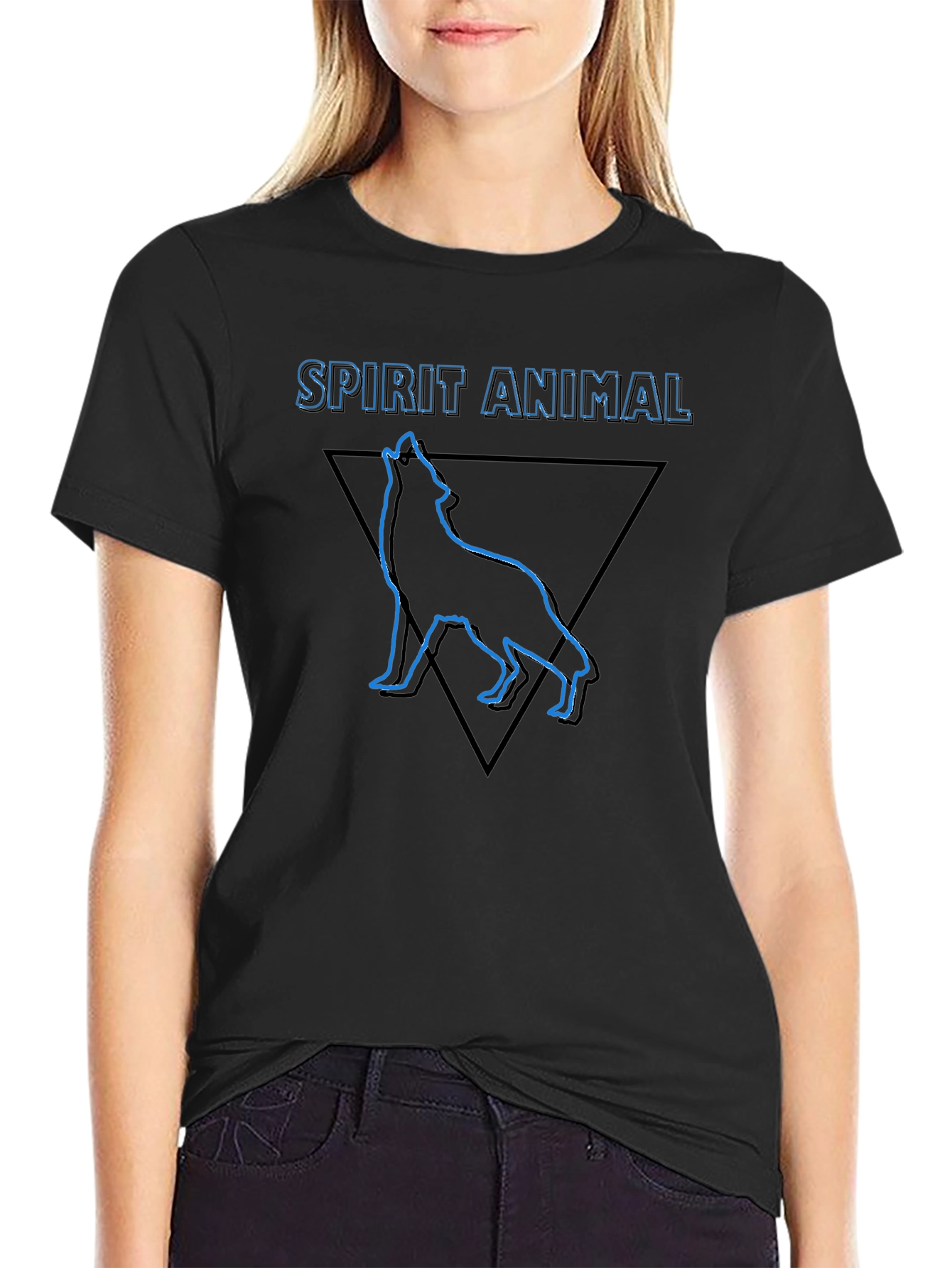 Spirit Animal Wolf Graphic Tee - Mens Black T-Shirt