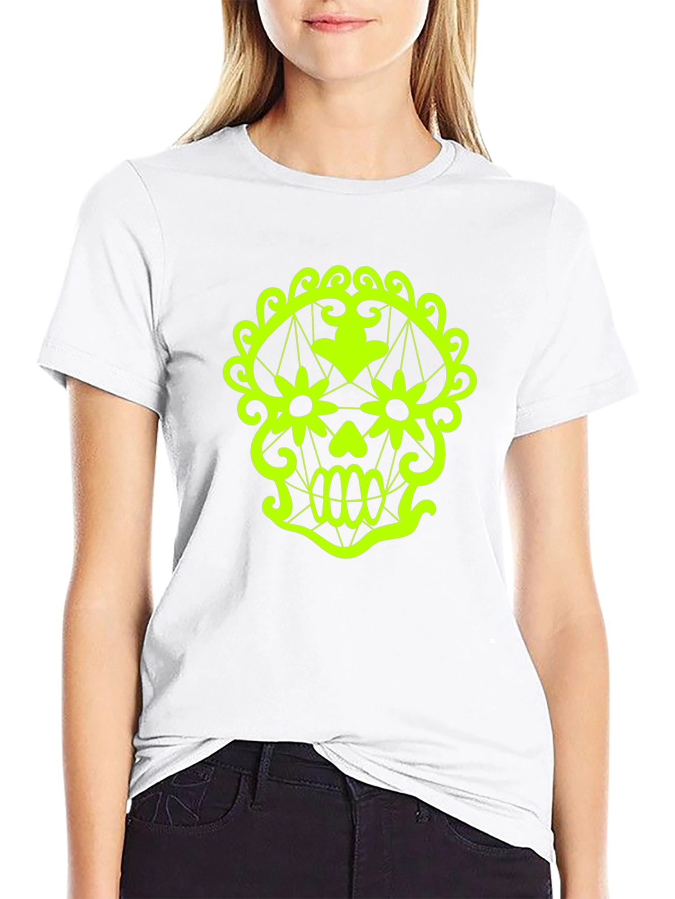 Neon Skull Graphic Tee - Mens Black T-Shirt