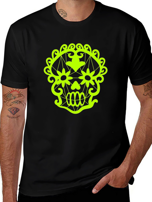 Neon Skull Graphic Tee - Mens Black T-Shirt