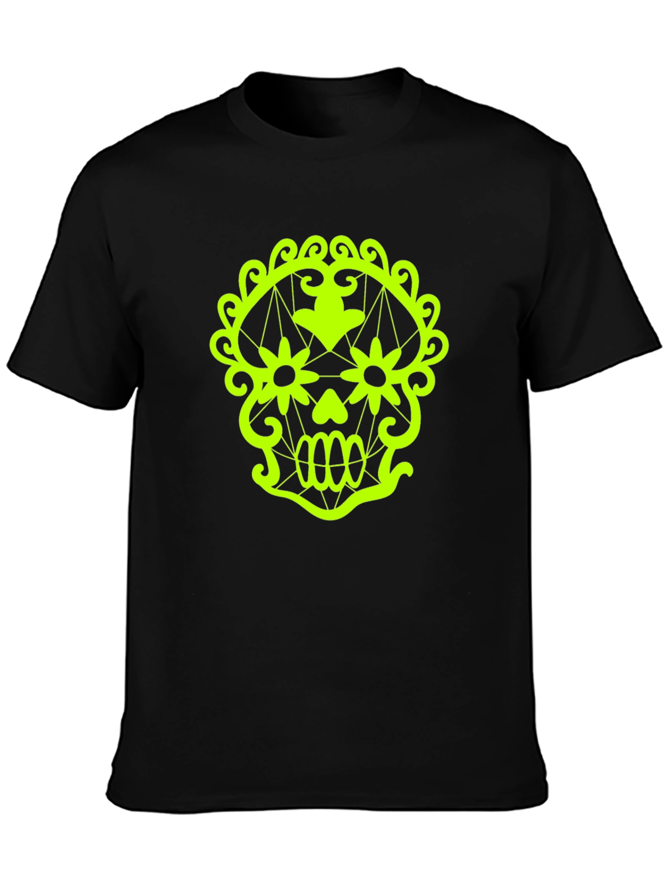 Neon Skull Graphic Tee - Mens Black T-Shirt