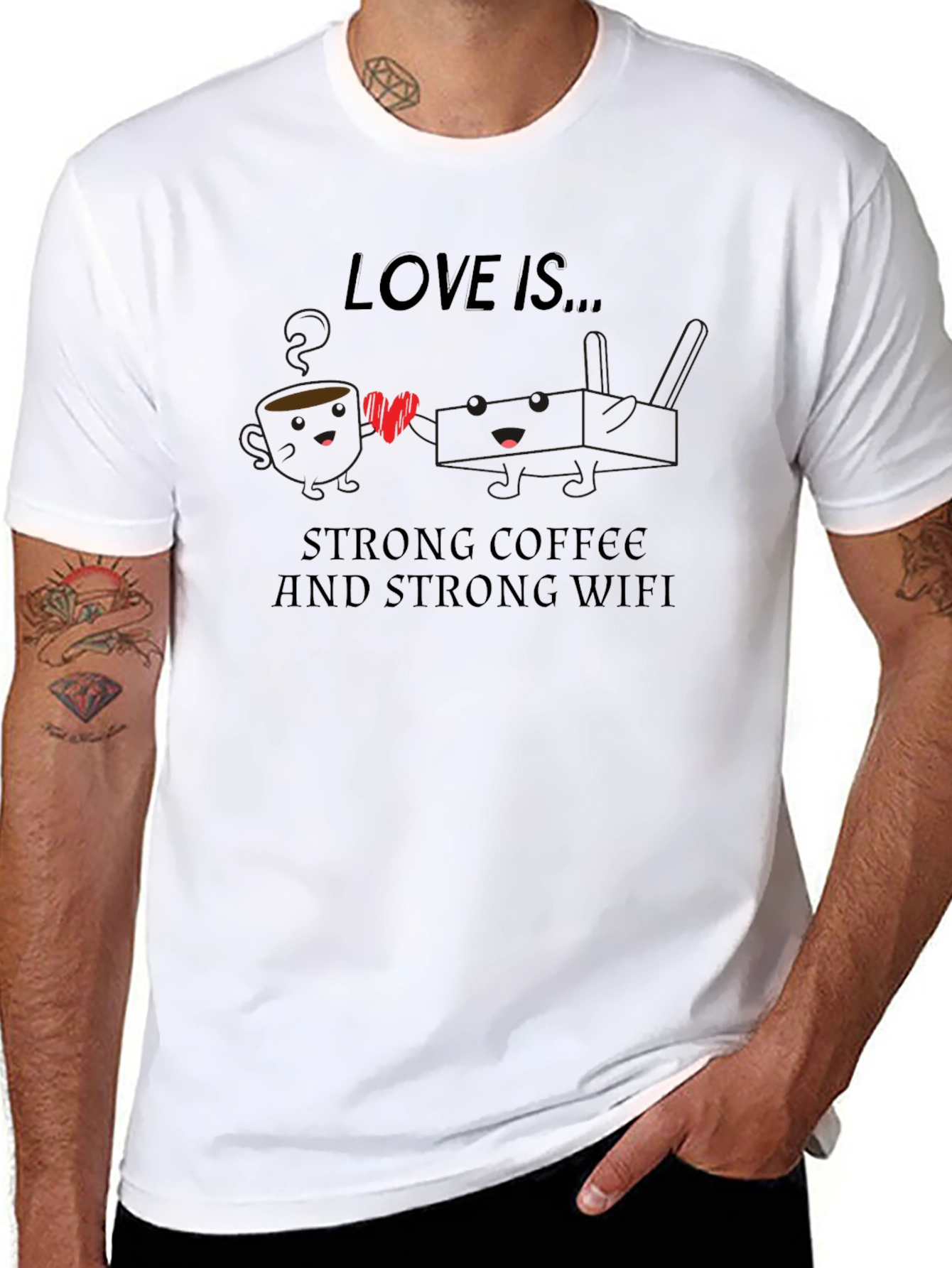 Love Is... Coffee & WiFi Graphic T-Shirt